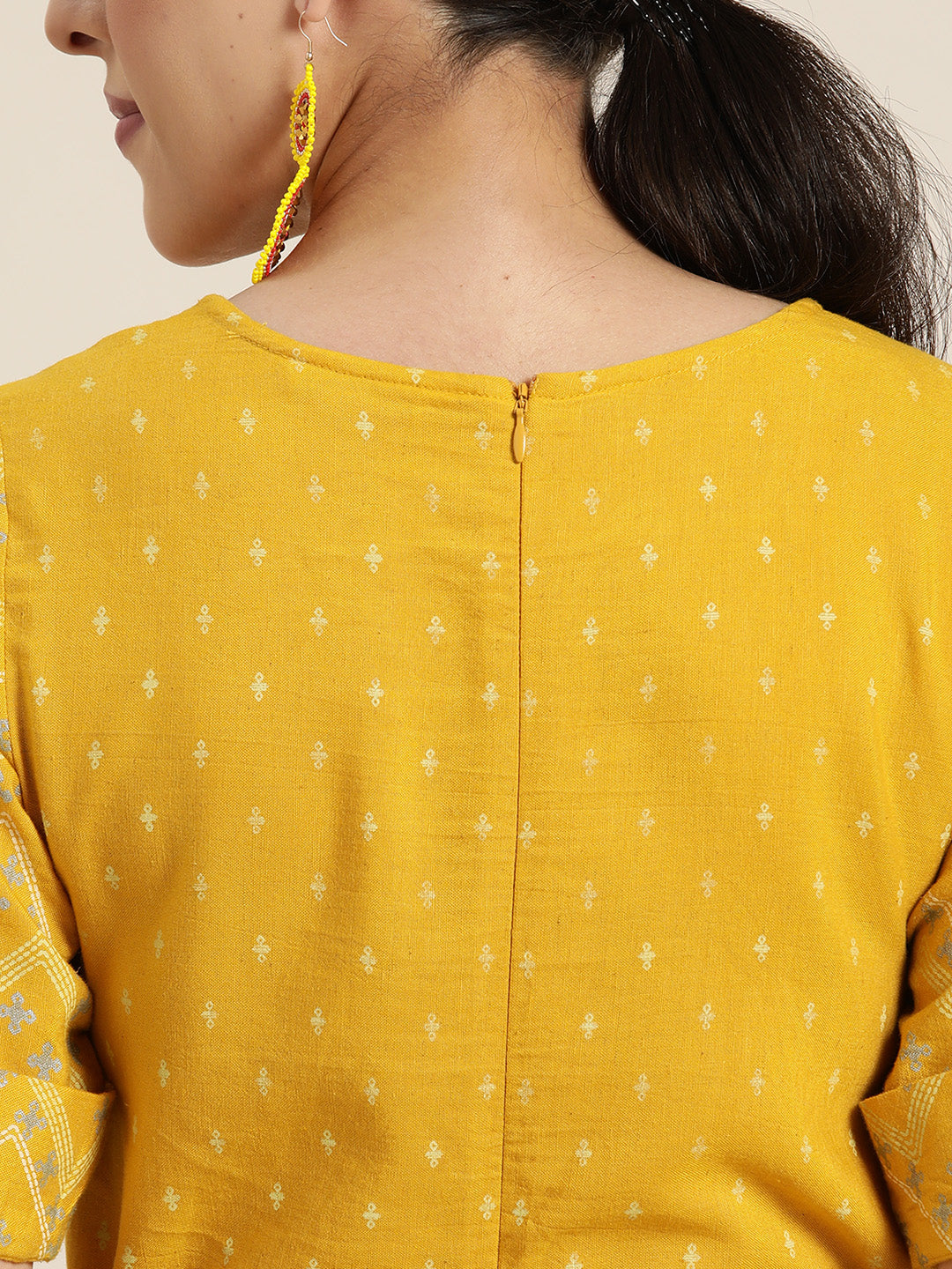 Juniper Mustard LIVA Printed Ethnic Jumpsuit with Belt