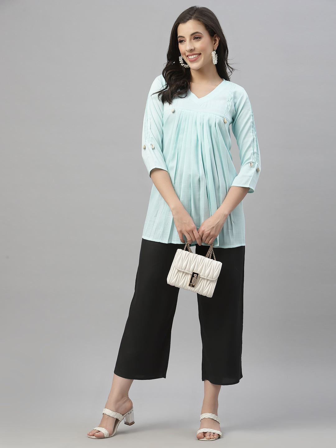 Juniper Women's Black LIVA Straight Solid Palazzo