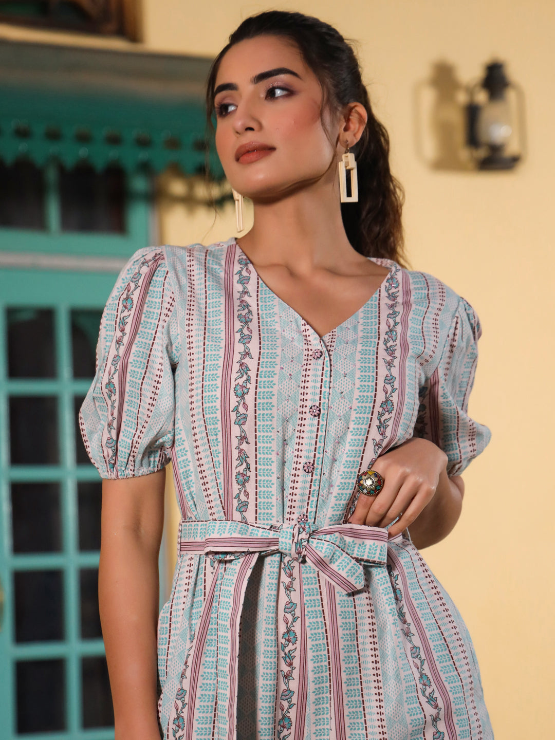 Juniper Women Pink Cotton Flex Floral Printed Jumpsuit