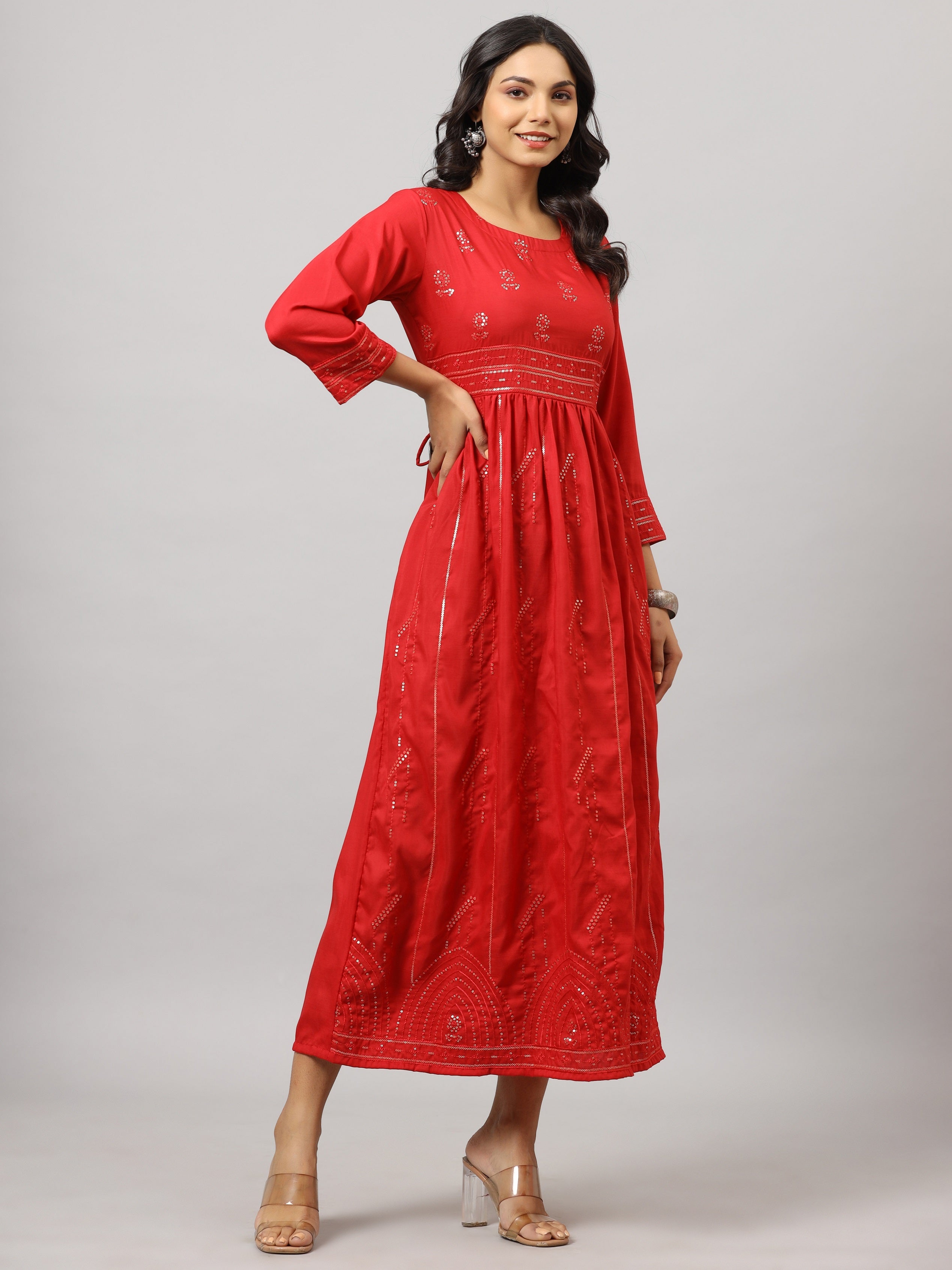 Juniper Women's Red Festive Flared Dress