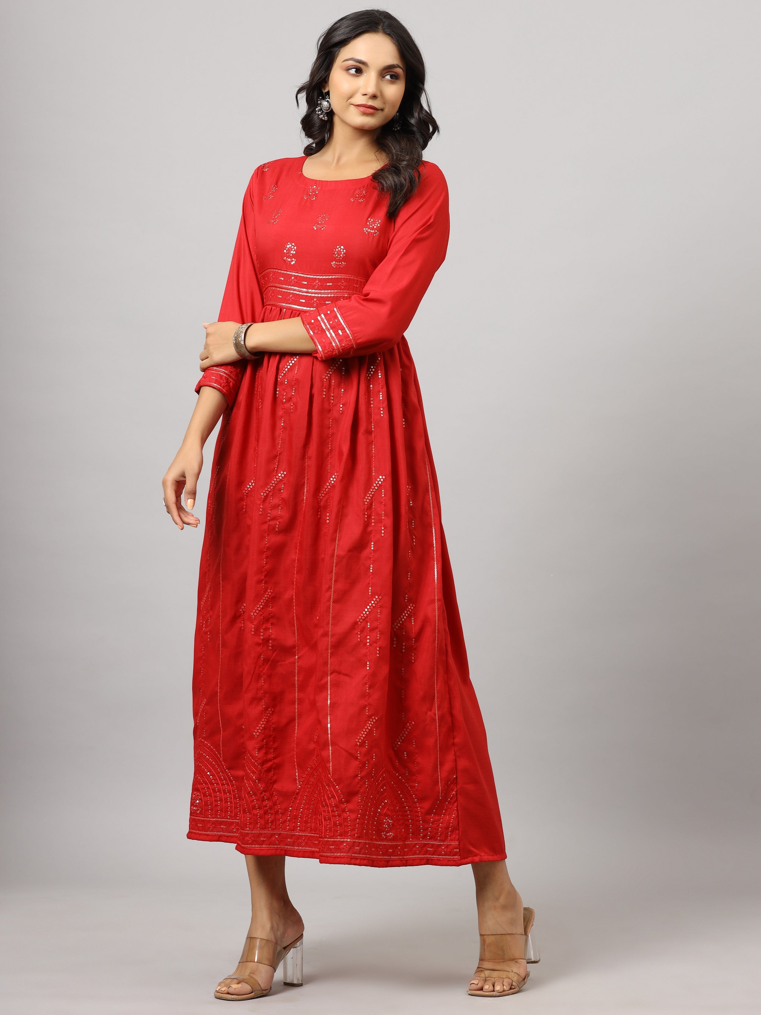 Juniper Women's Red Festive Flared Dress