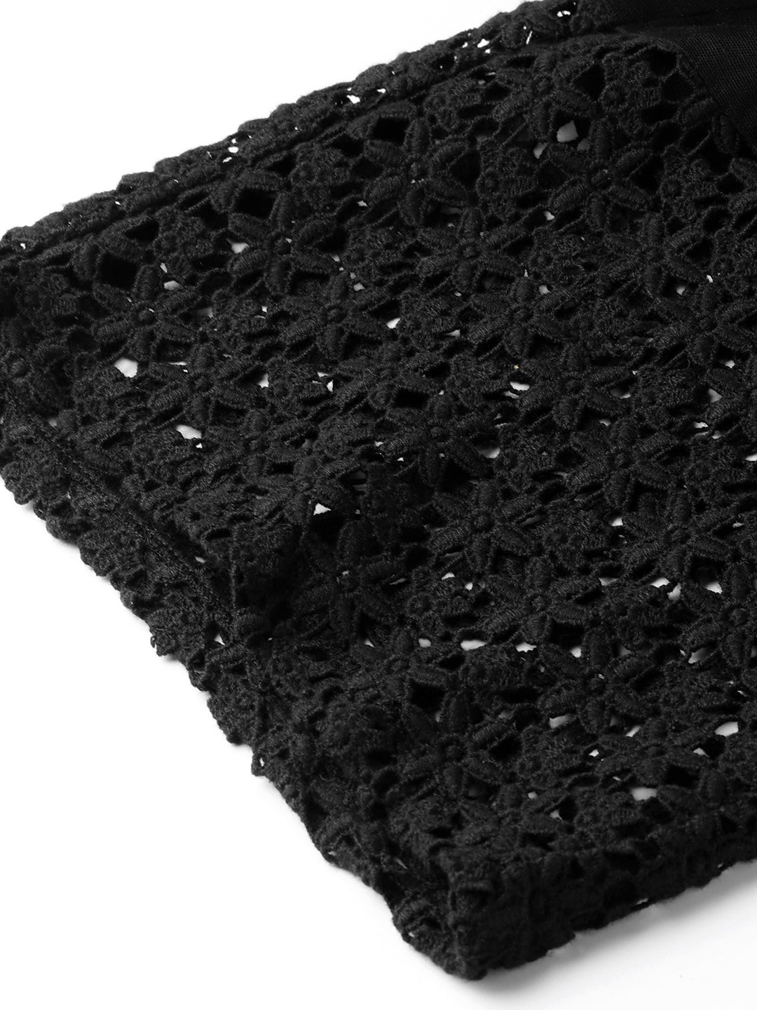 Black Cotton Flex Embellished Hakoba Pants