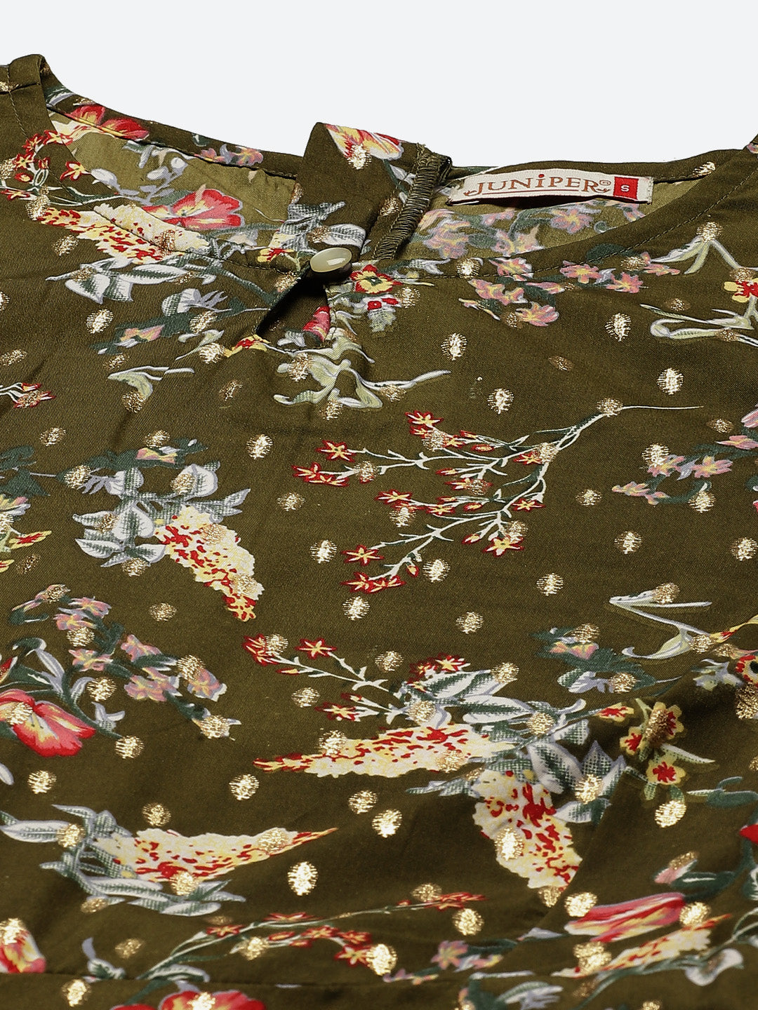 Juniper Olive Micro Poly Printed Jumpsuit with Tie-up