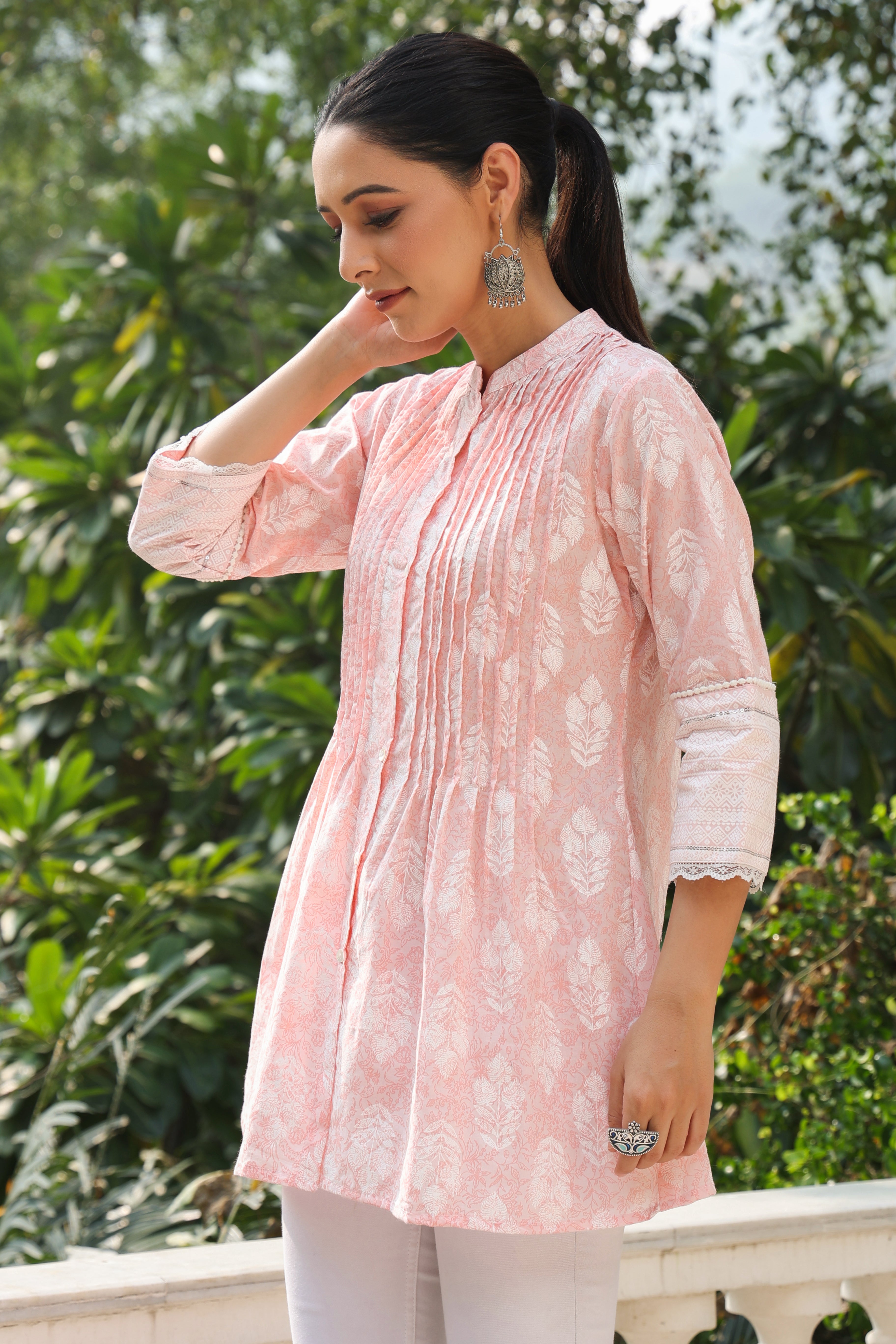 Juniper Lavender Cambric Printed A-Line Tunic