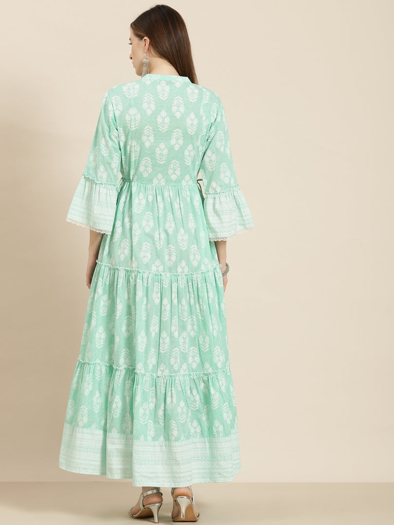 Juniper Mint Cambric Printed Tiered Dress