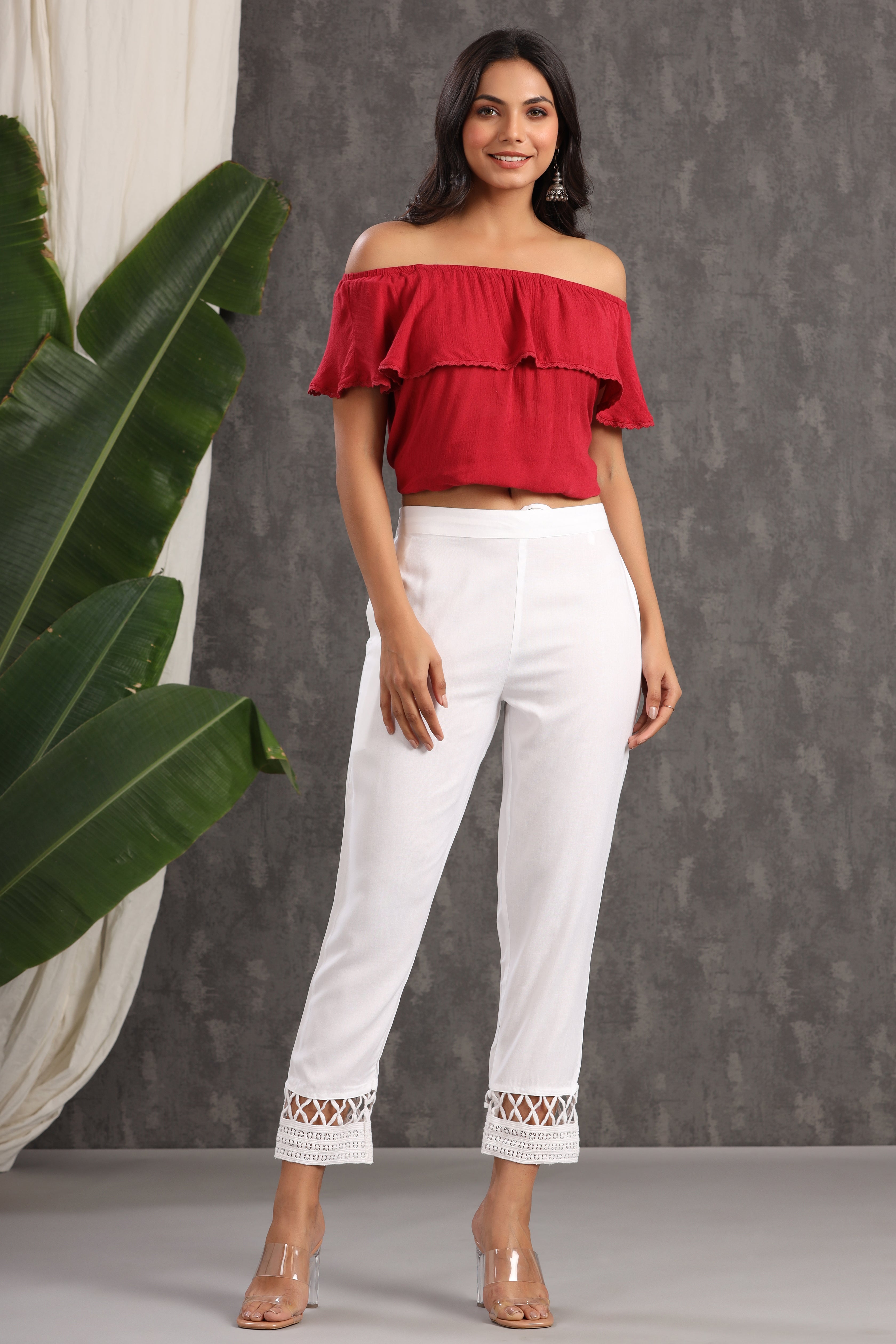 Juniper White LIVA Rayon Solid Straight Pants - Juniper Fashion