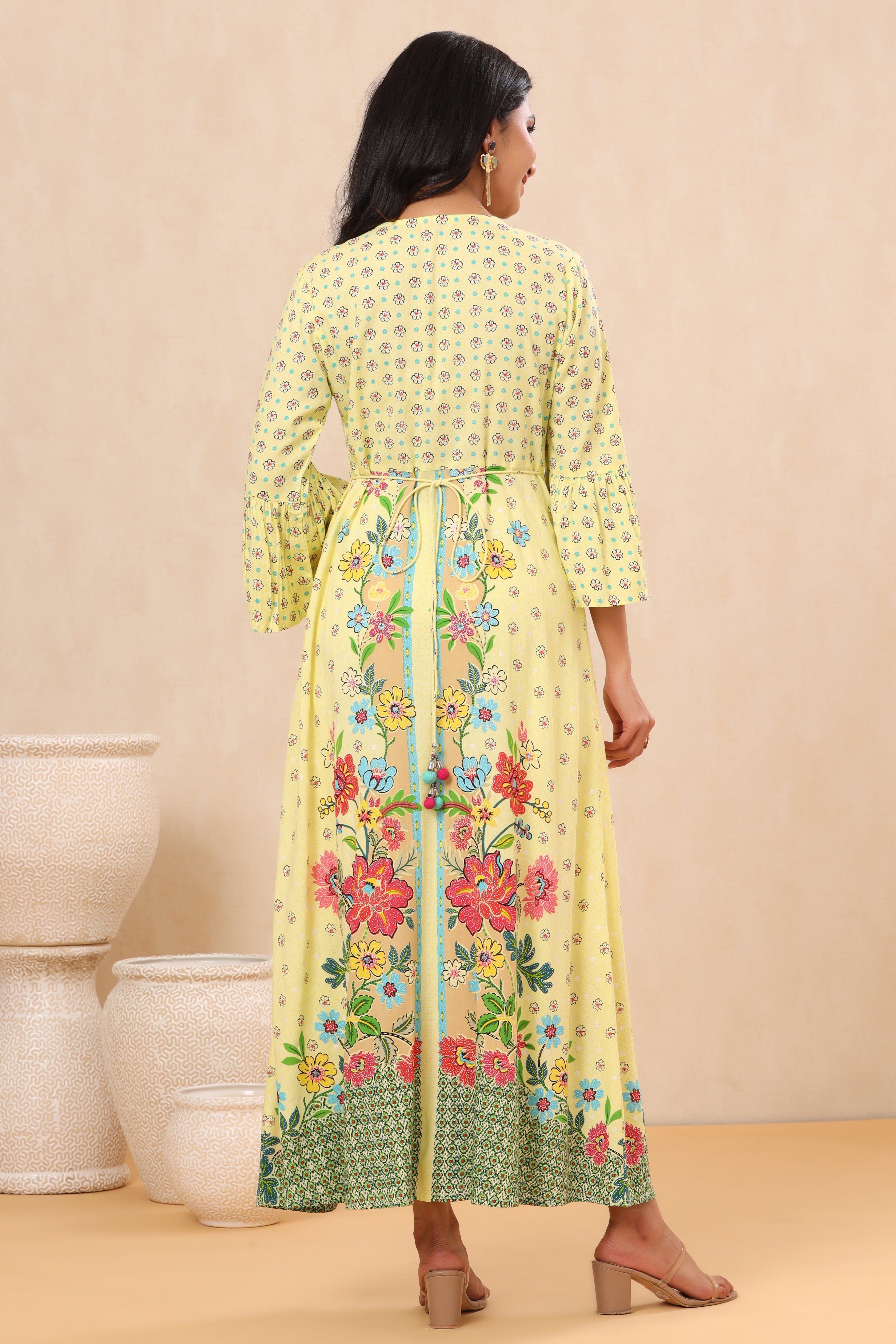 Juniper Lime LIVA Rayon Printed A-Line Kurta - Juniper Fashion