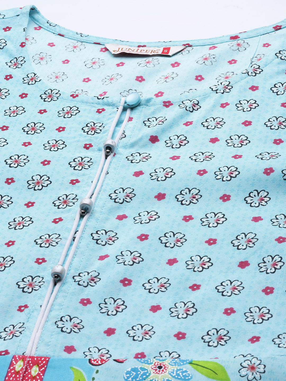 Juniper Skyblue LIVA Rayon Printed A-Line Kurta - Juniper Fashion