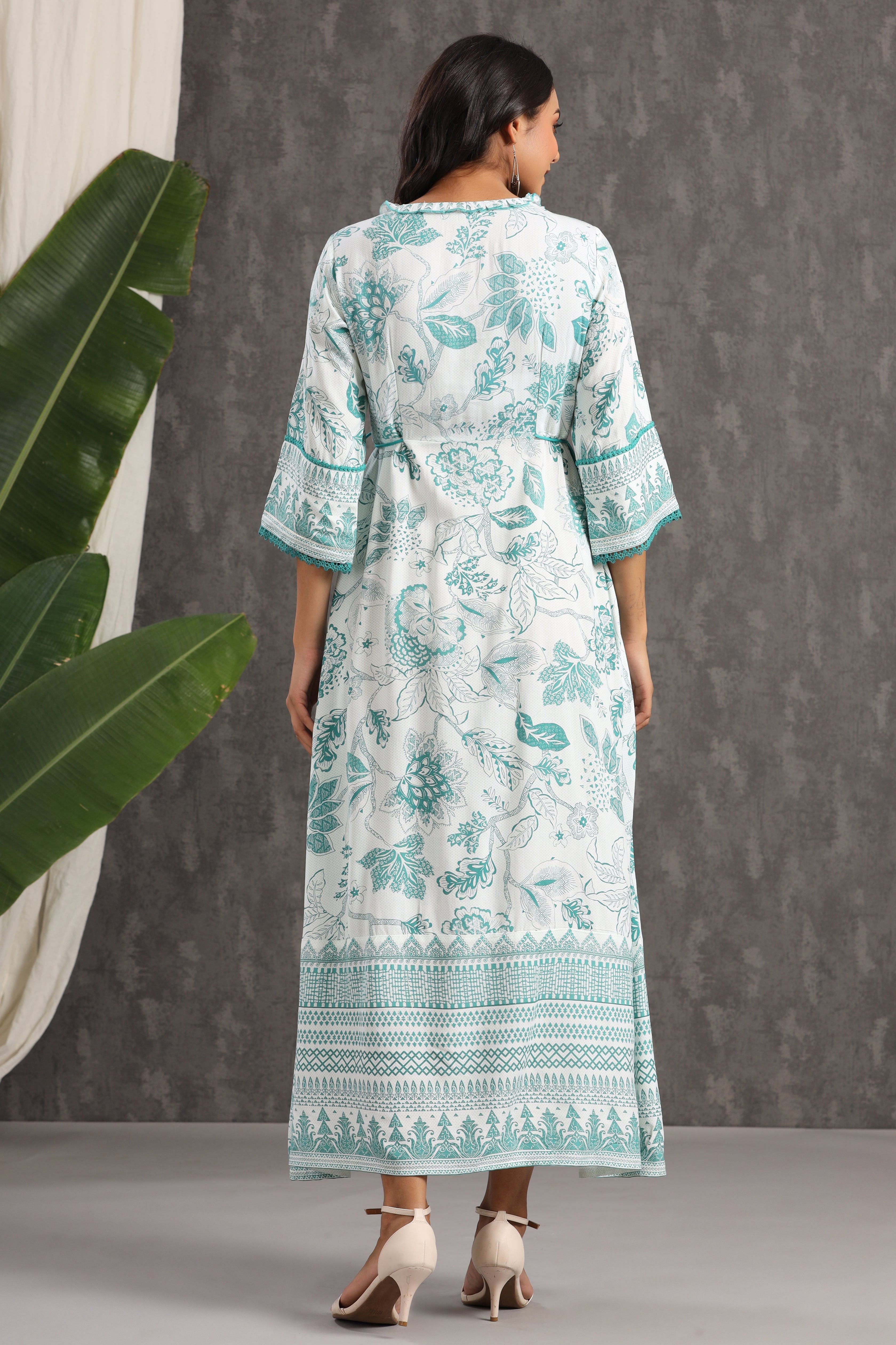 Juniper Teal Rayon Floral Printed Tiered Maxi Dress - Juniper Fashion