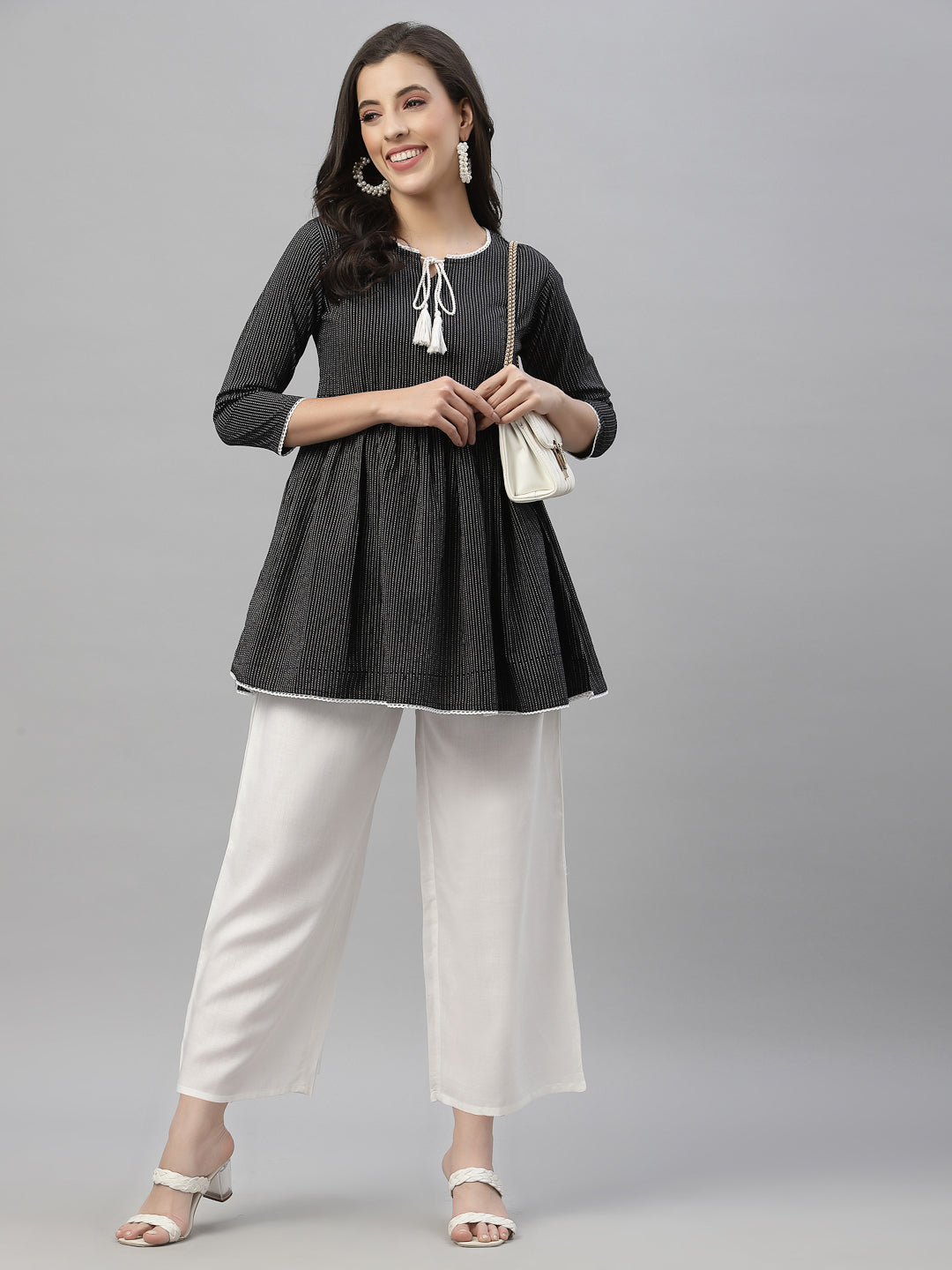 Juniper Women's White LIVA Rayon Straight Solid Palazzo