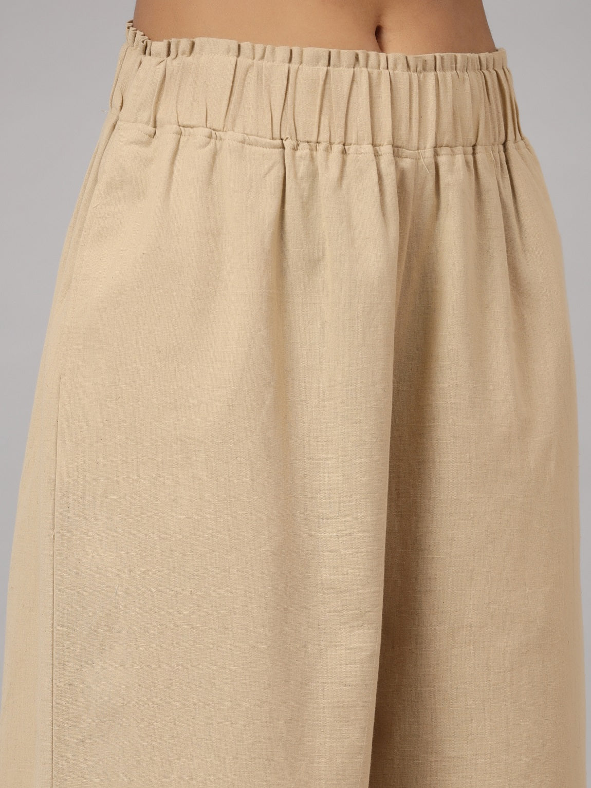 Juniper Women's Beige Cotton Flex Flared Culottes