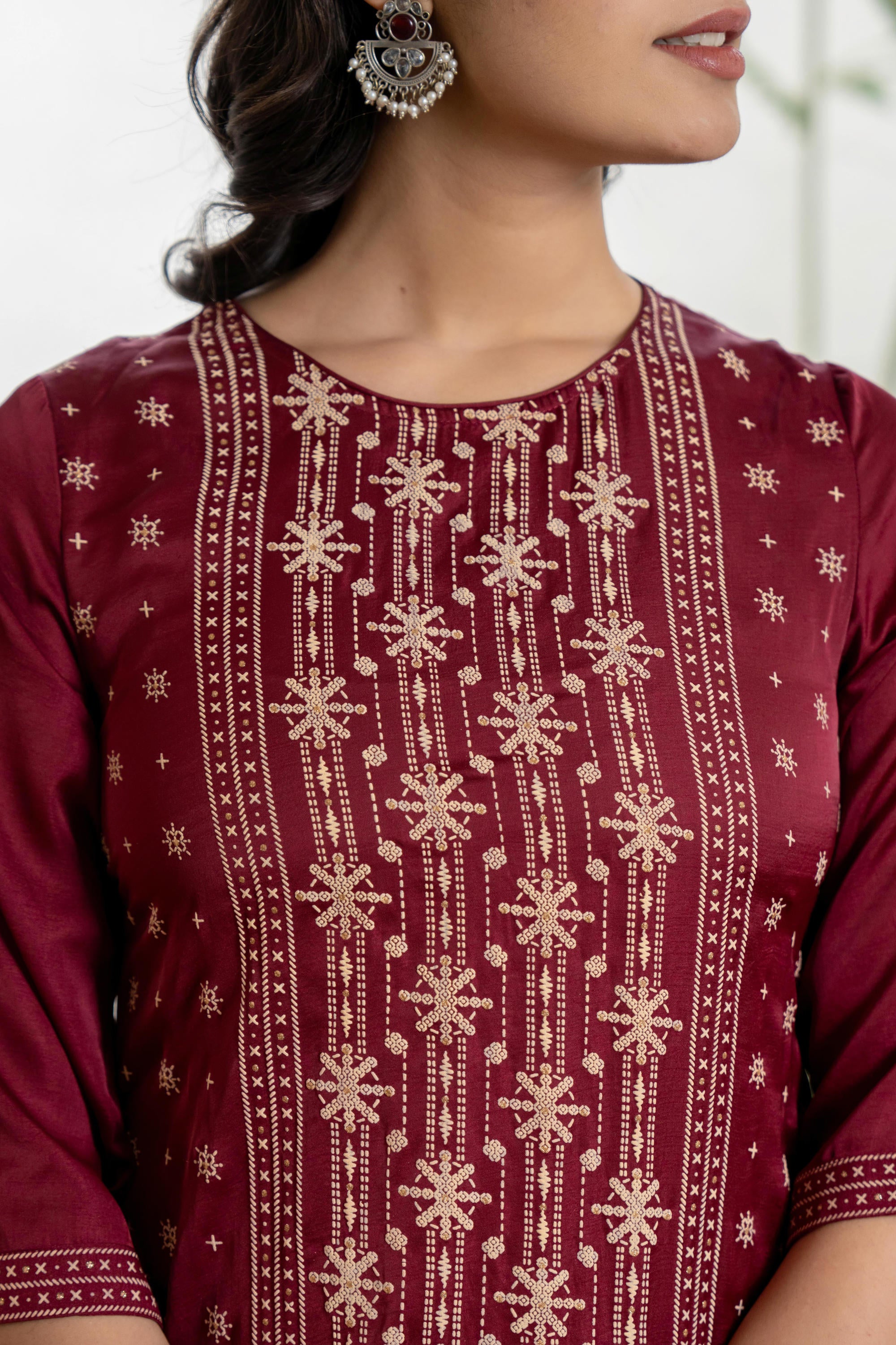 Embroidered Mono Viscose Tunic, Sharara & Poly Chanderi Dupatta Se