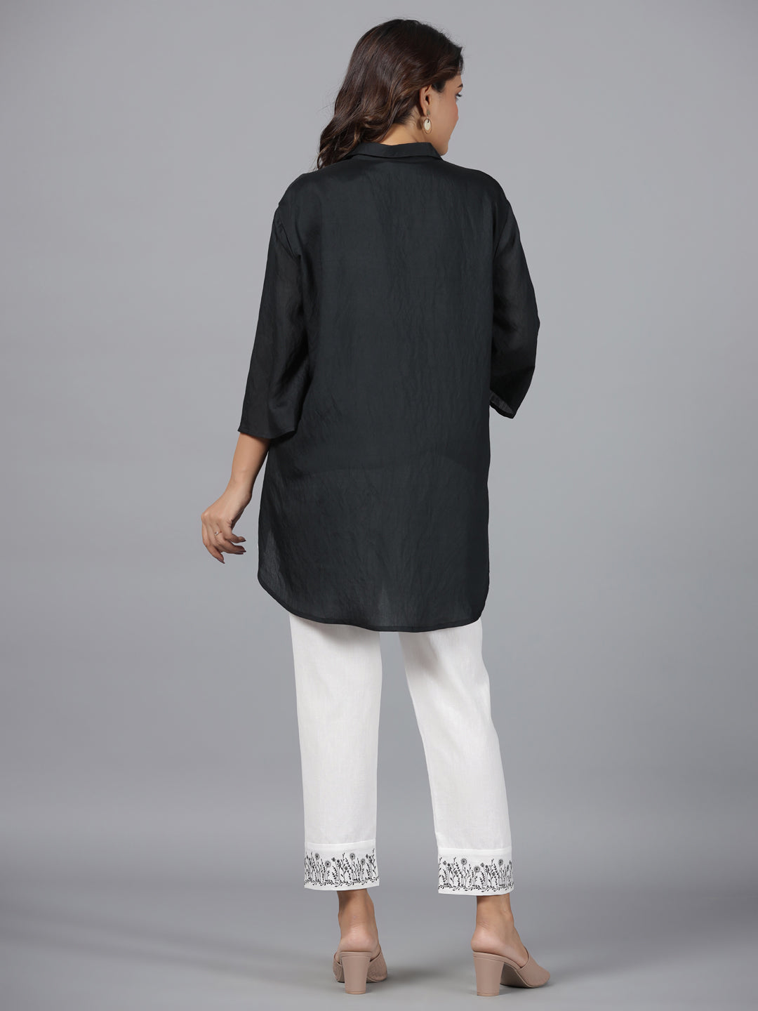 Juniper Black Chanderi Embroidered Clothing Set