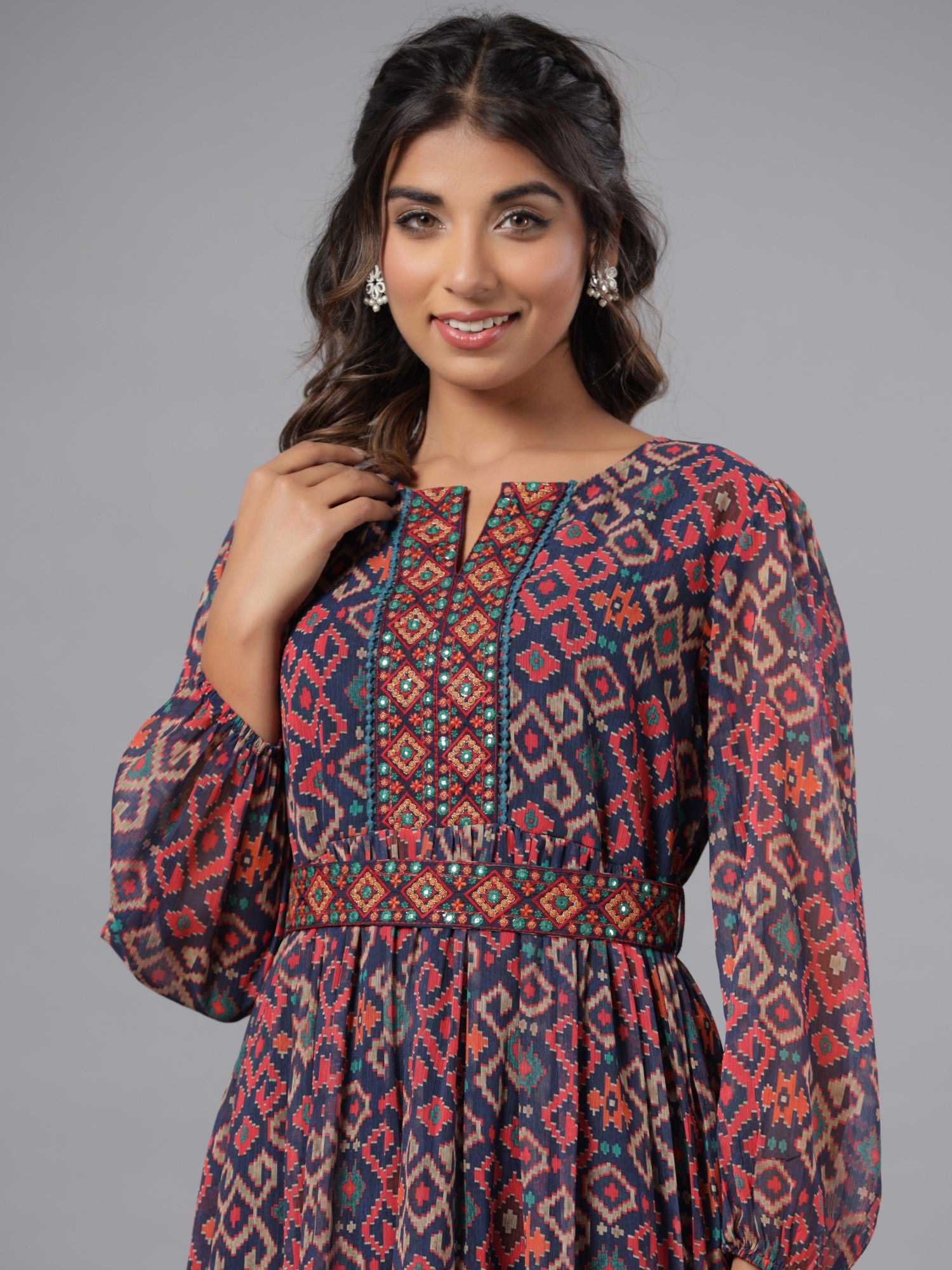 Juniper Women Multi Coloured Chiffon Printed Maxi Dress