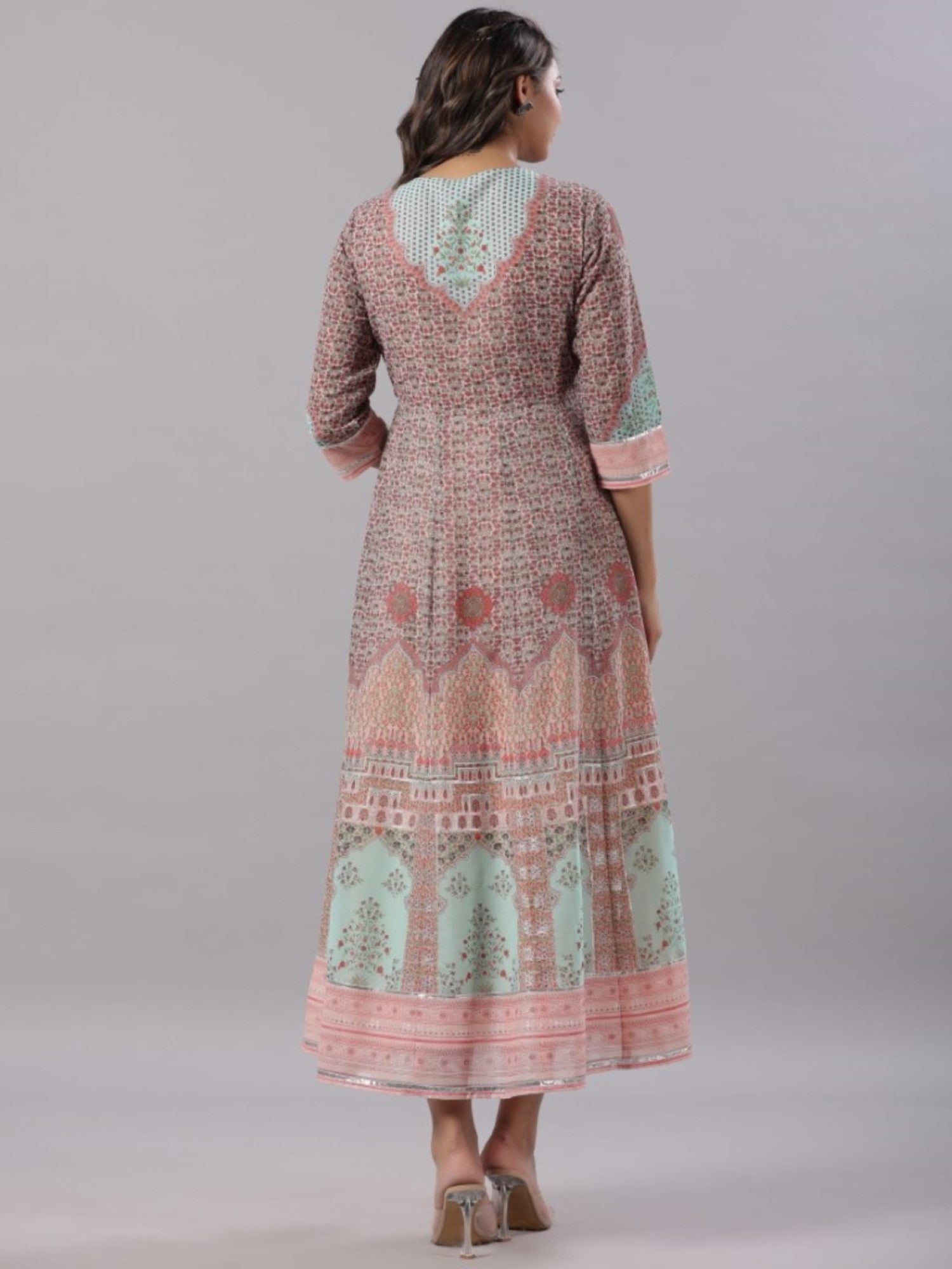 Juniper Women Peach Georgette Printed Maxi Dress
