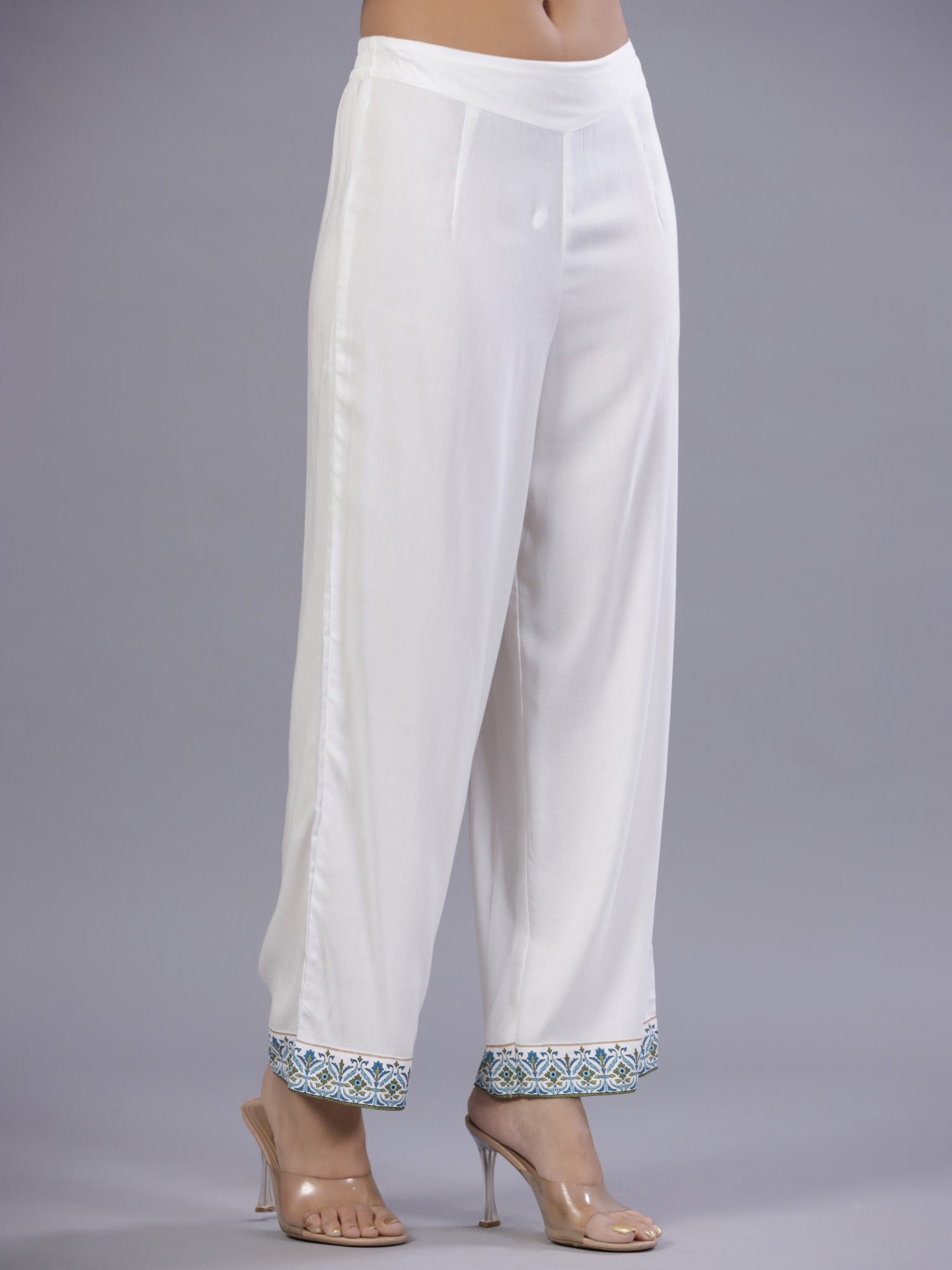 Juniper Women Blue LIVA Rayon Printed Kurta, Pants and Dupatta Set