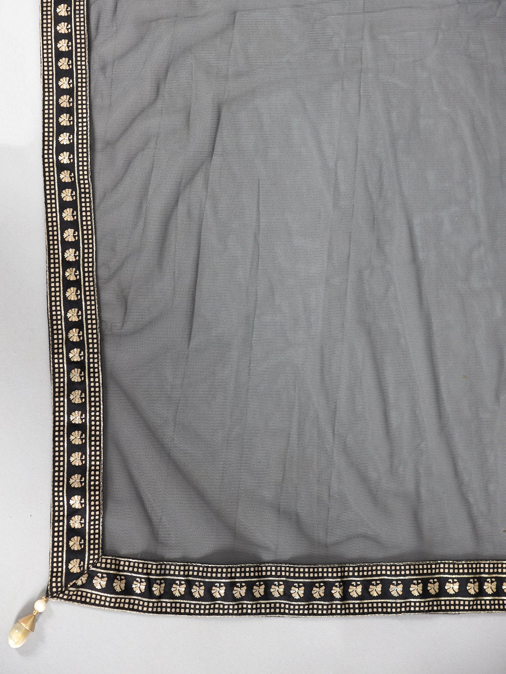 Juniper Women Black Rayon Printed with Embroidery Kurta, Pants & Dupatta Set