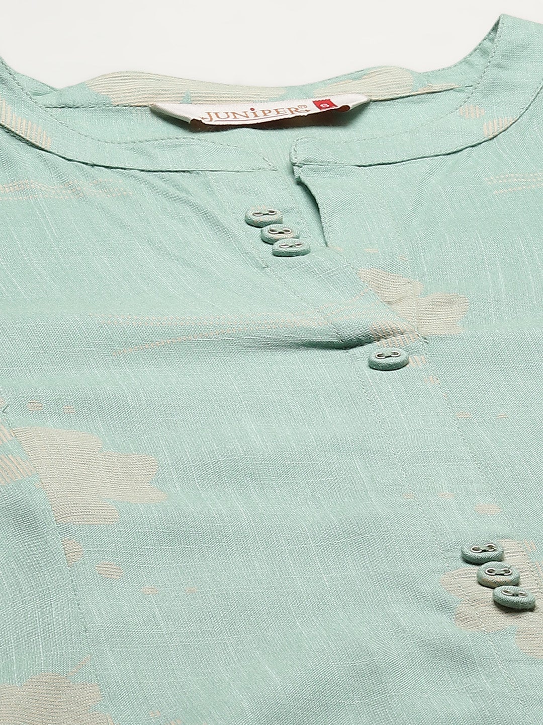 Juniper Mint Green Floral Printed Rayon Slub Kurta & Palazzo Set