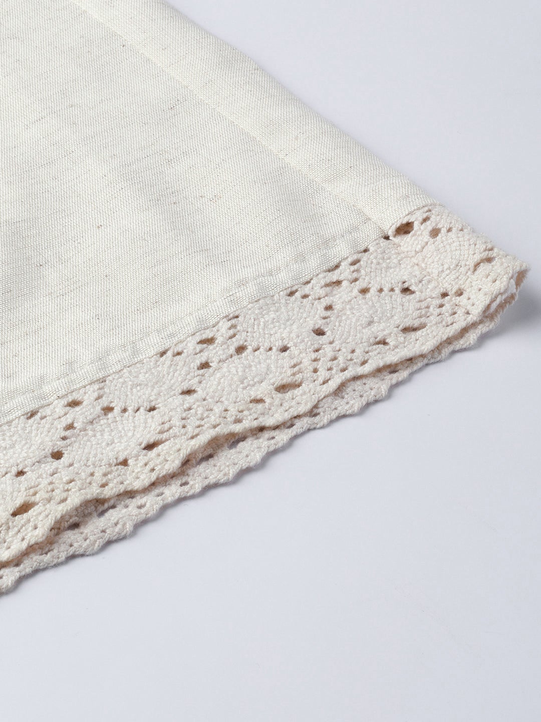 Juniper Off-White Solid Rayon Flex Wide Leg Women Palazzo With Lace & Tassels
