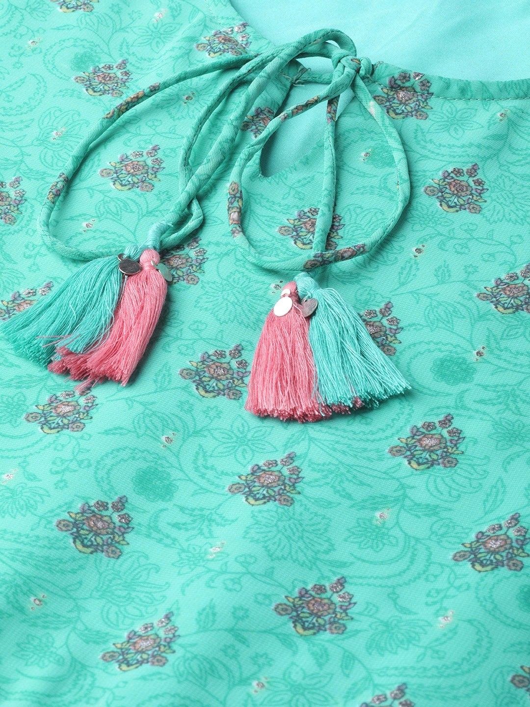 Juniper Mint Georgette Printed Tiered Dress