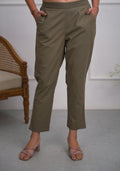 CHARCOAL Solid Cotton Pants With Partially Elasticated Waistband And Two Side Pockets