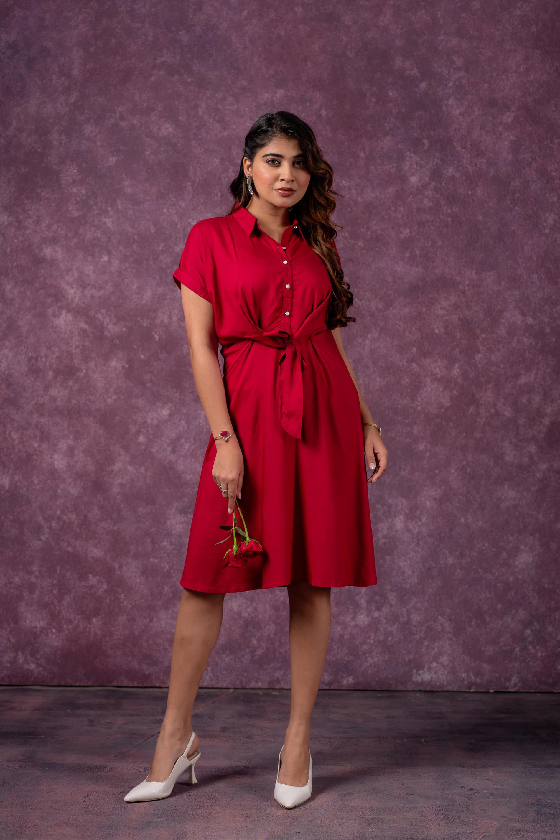 Scarlet Knot Shirt Dress