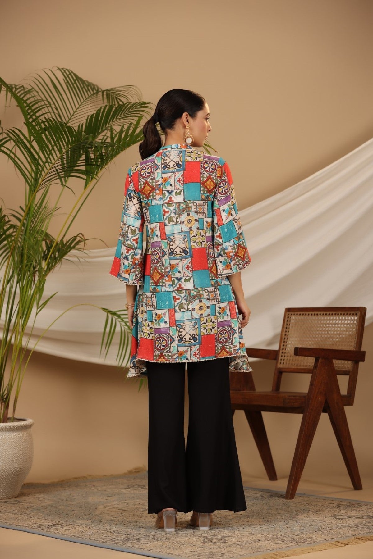 Multi Patchwork Printed Asymmetric Tunic