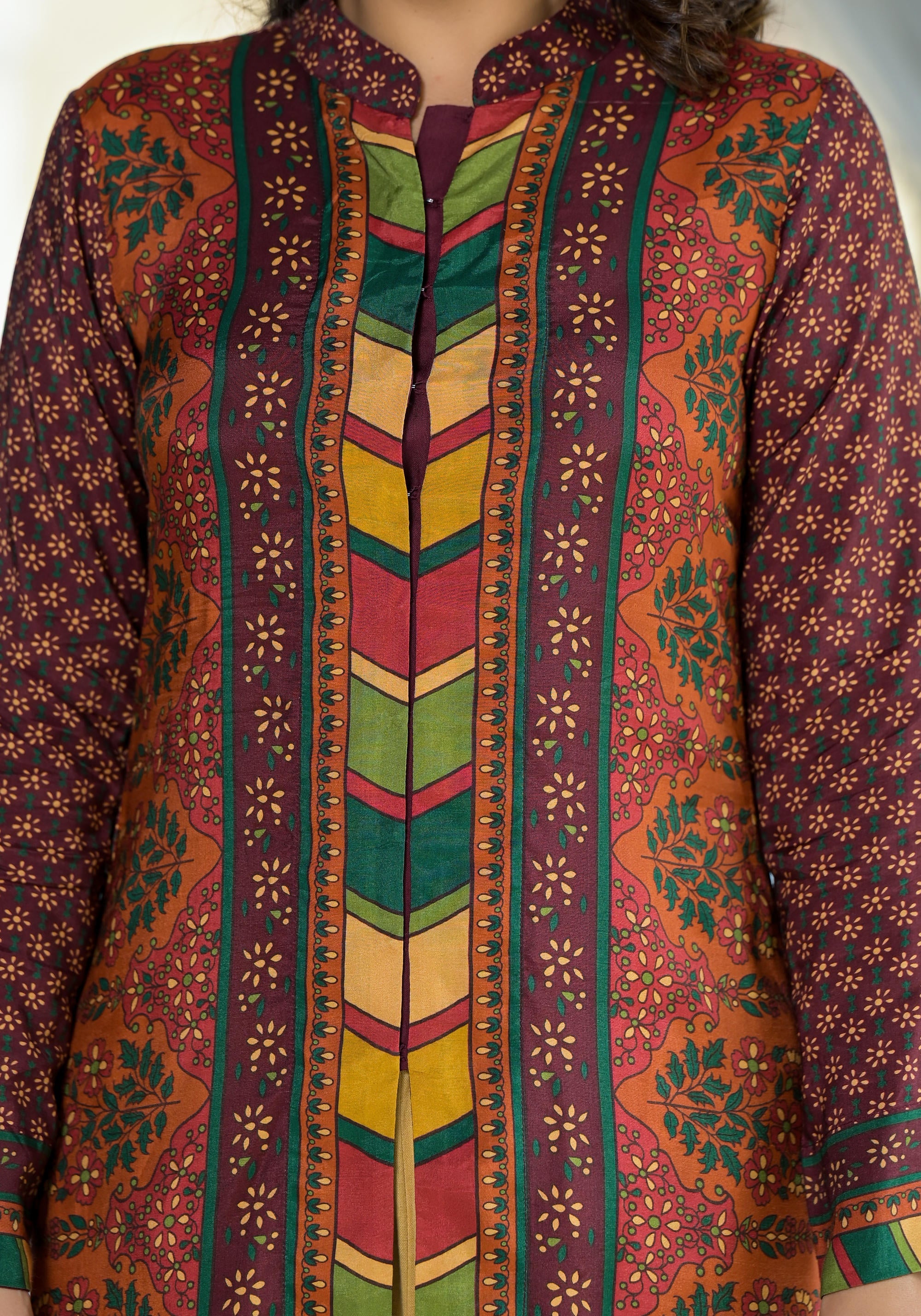 Multi Ethnic Motif Printed Viscose Tunic For Women