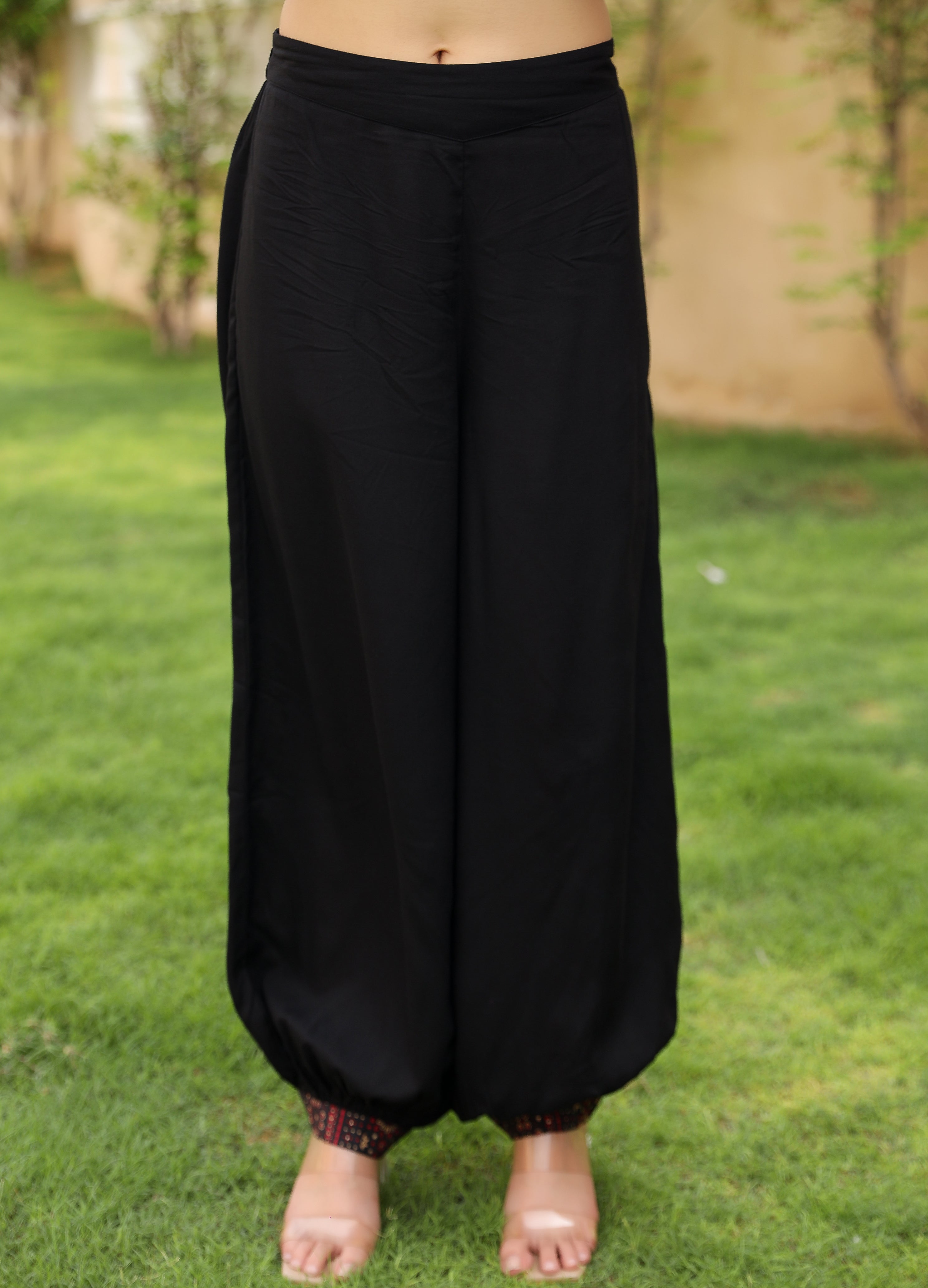 The Mahautsavam Black Ethnic Motif Printed Muslin Kurta Pant And Dupatta With Thread & Mirror Work