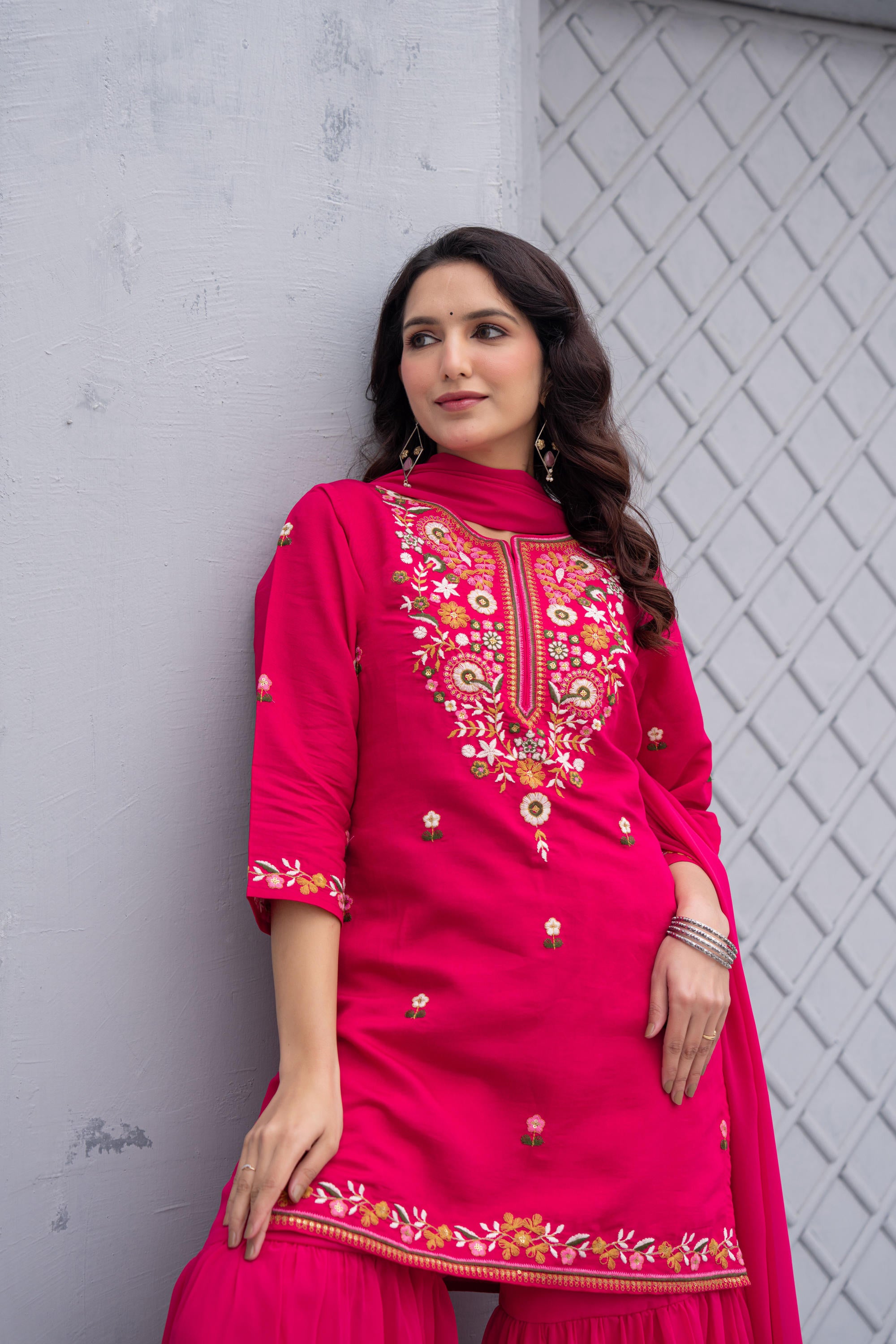 Gulnaar Gulab Embroidered Sharara Set