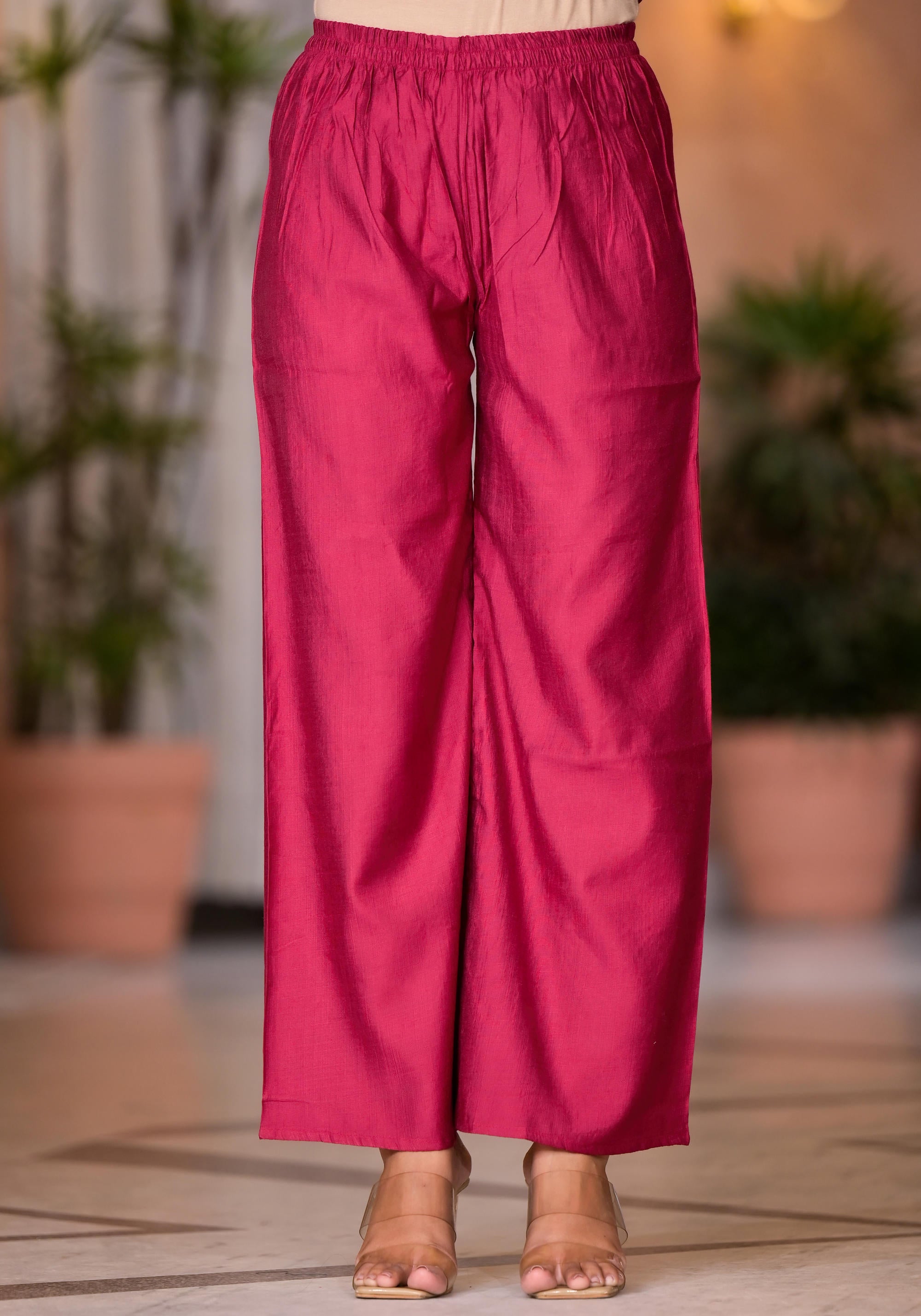 Fuchsia Zari Embroidered Cotton Kurta Pant And Dupatta Set With Button Closure