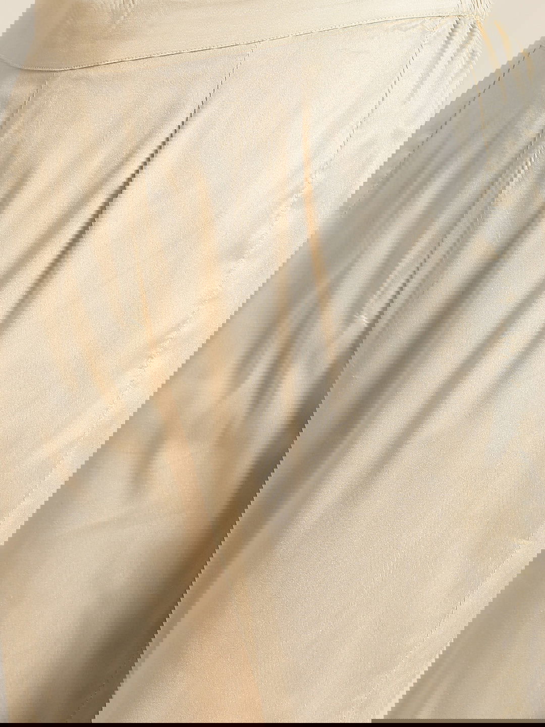 Juniper Beige Chanderi Solid Kurta Pants & Kota Doria Dupatta Set With Tassels Sequins & Mirror Embroidery 