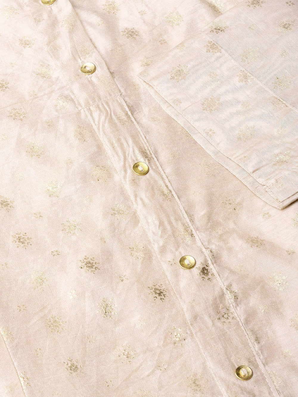 Juniper Beige Polka Dot Printed Chanderi Kalidar Women Kurta 