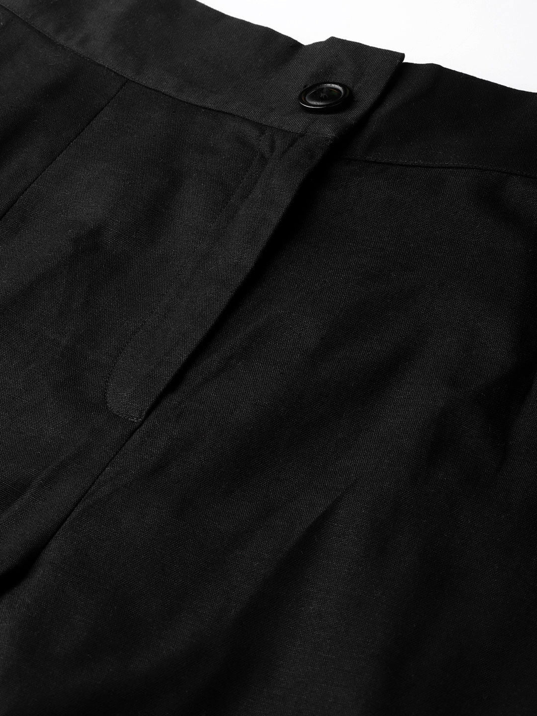 Juniper Black Cotton Flex Solid Wide Leg Women Palazzo With One Pocket 