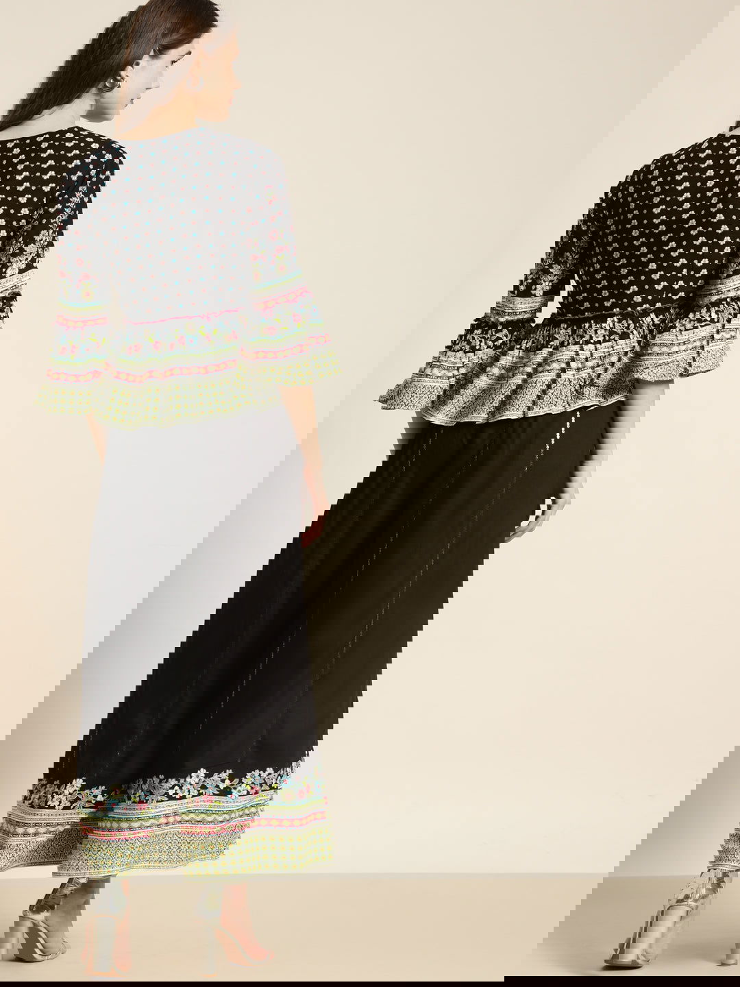 Juniper Black Floral Printed Rayon Co-Ord Set With Sequins Details 