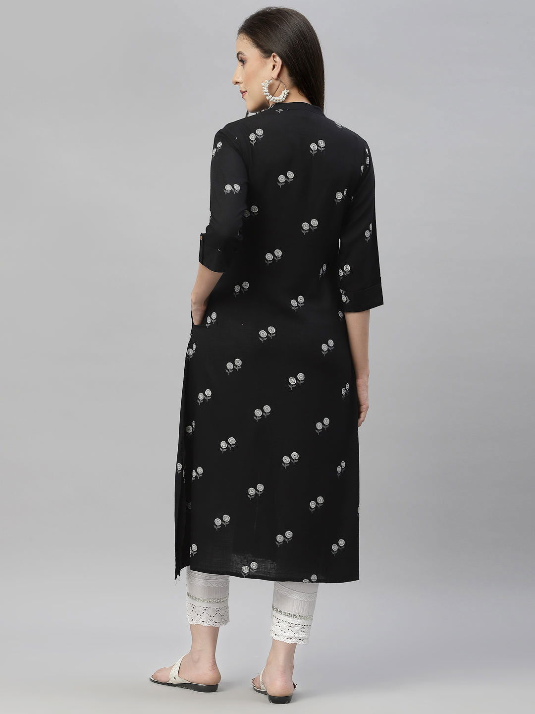 Juniper Black LIVA Rayon Festive Printed A-Line Kurta For Women 