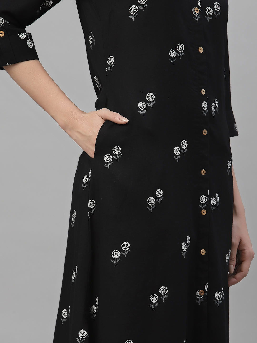 Juniper Black LIVA Rayon Festive Printed A-Line Kurta For Women 