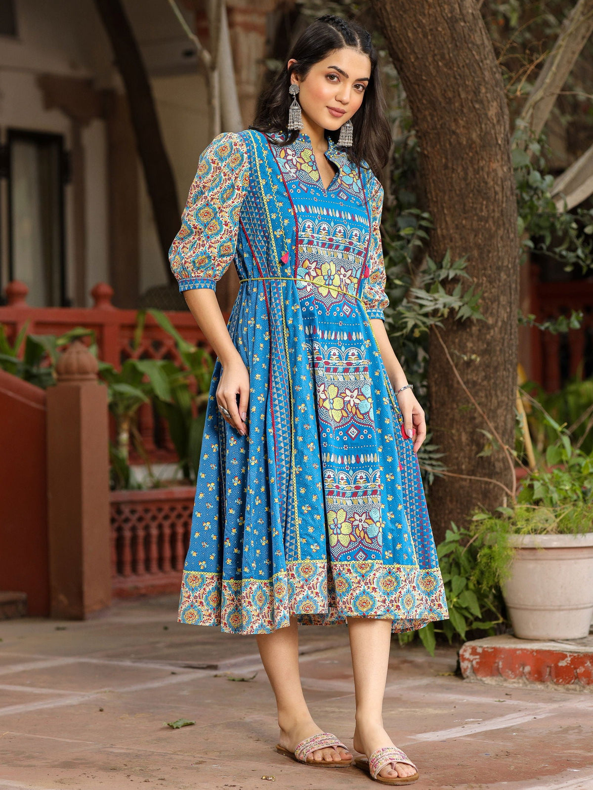 pure cotton dress Juniper Blue Floral Printed & Doris With Beads Work Size:US20-UK22-EUR50 collab_laurapark If you have a I made a crochet
