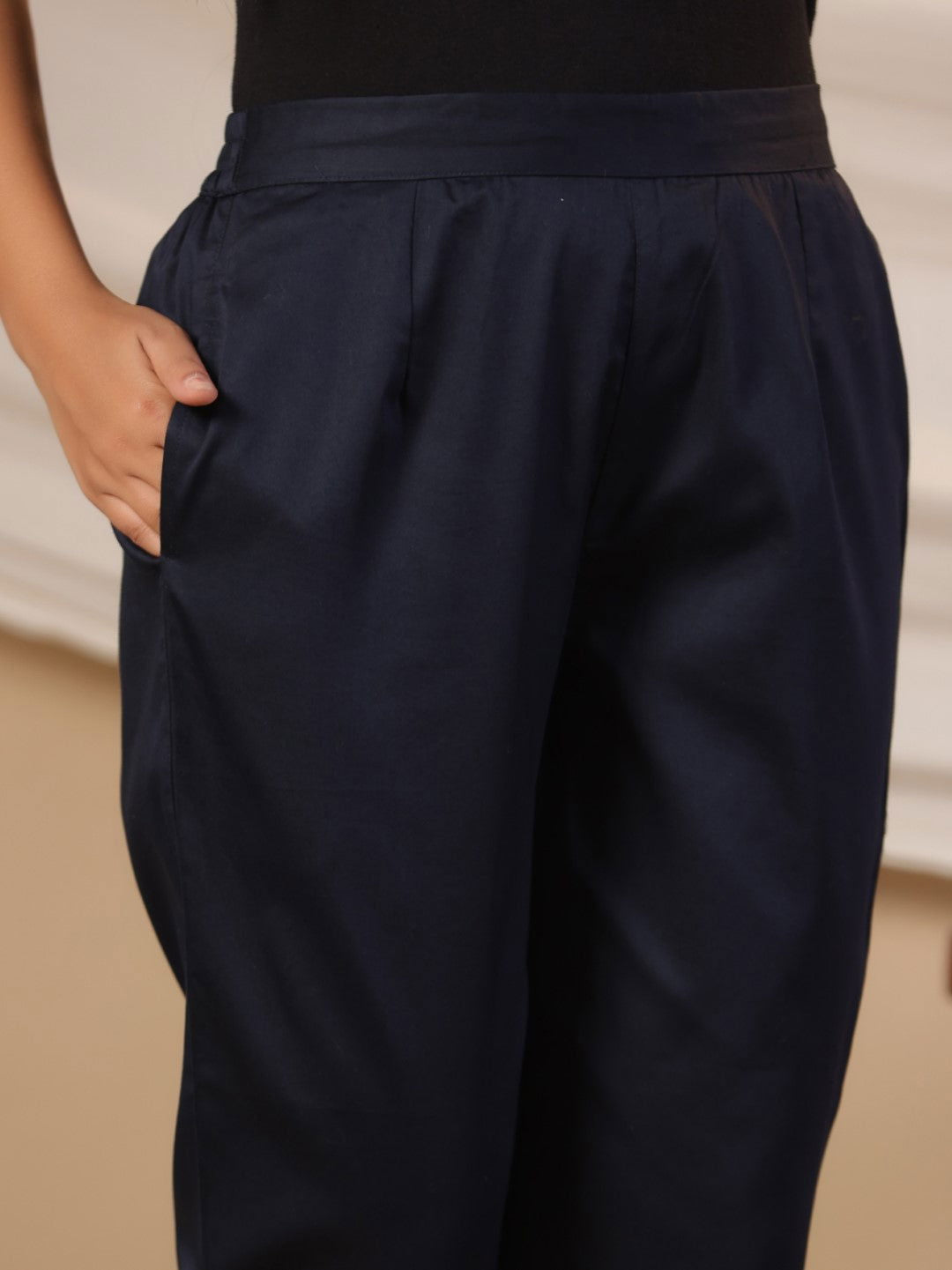 Juniper Blue Solid Lycra Women Drawstring Pants With Single Side Pocket 