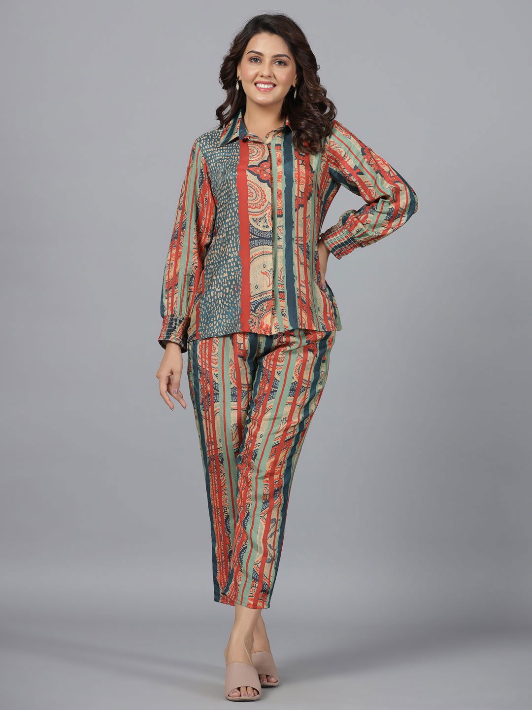 Juniper  Multi-Colour Ethnic Motif Printed Muslin Tunic With Pants 