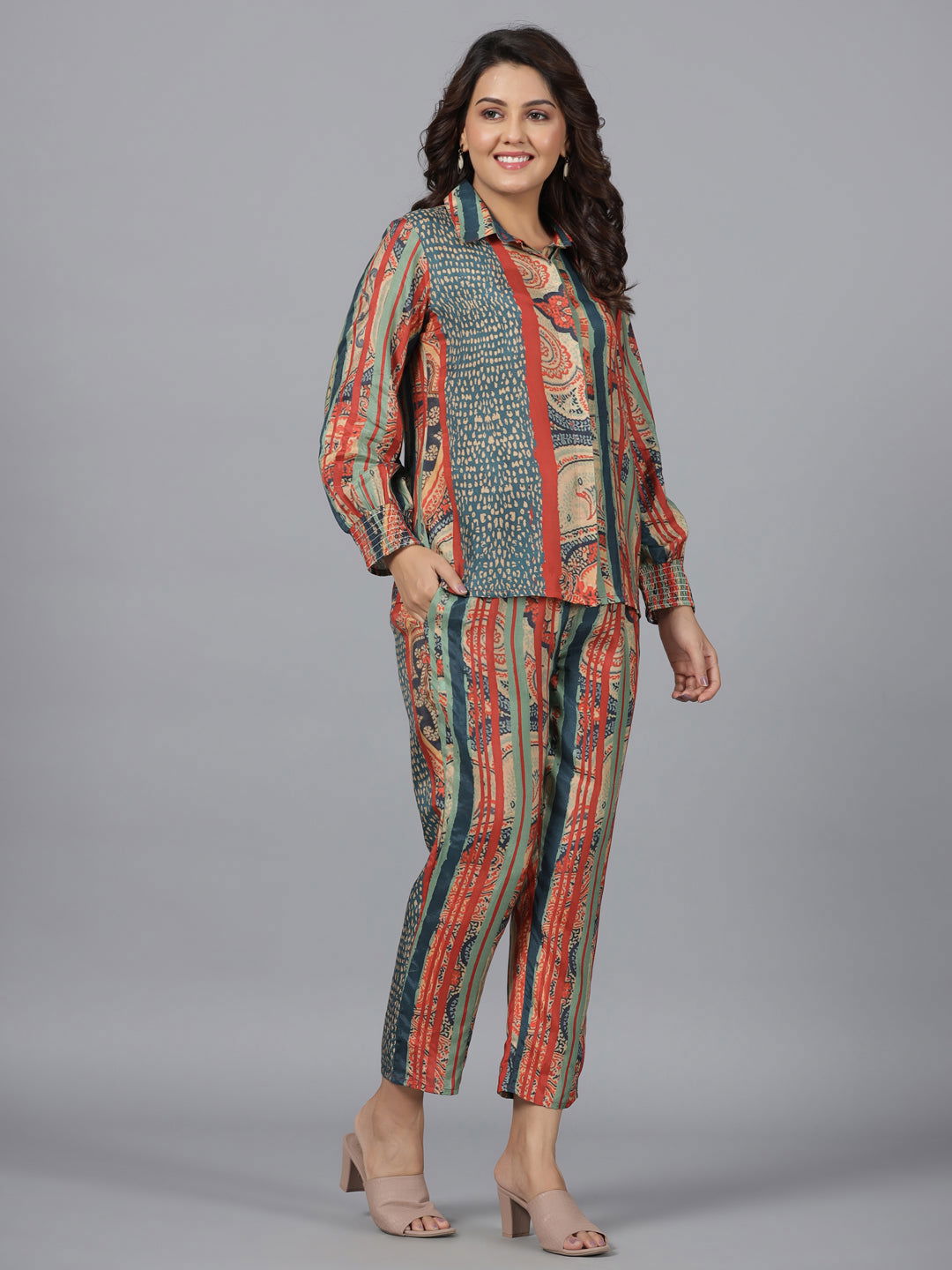 Juniper  Multi-Colour Ethnic Motif Printed Muslin Tunic With Pants 