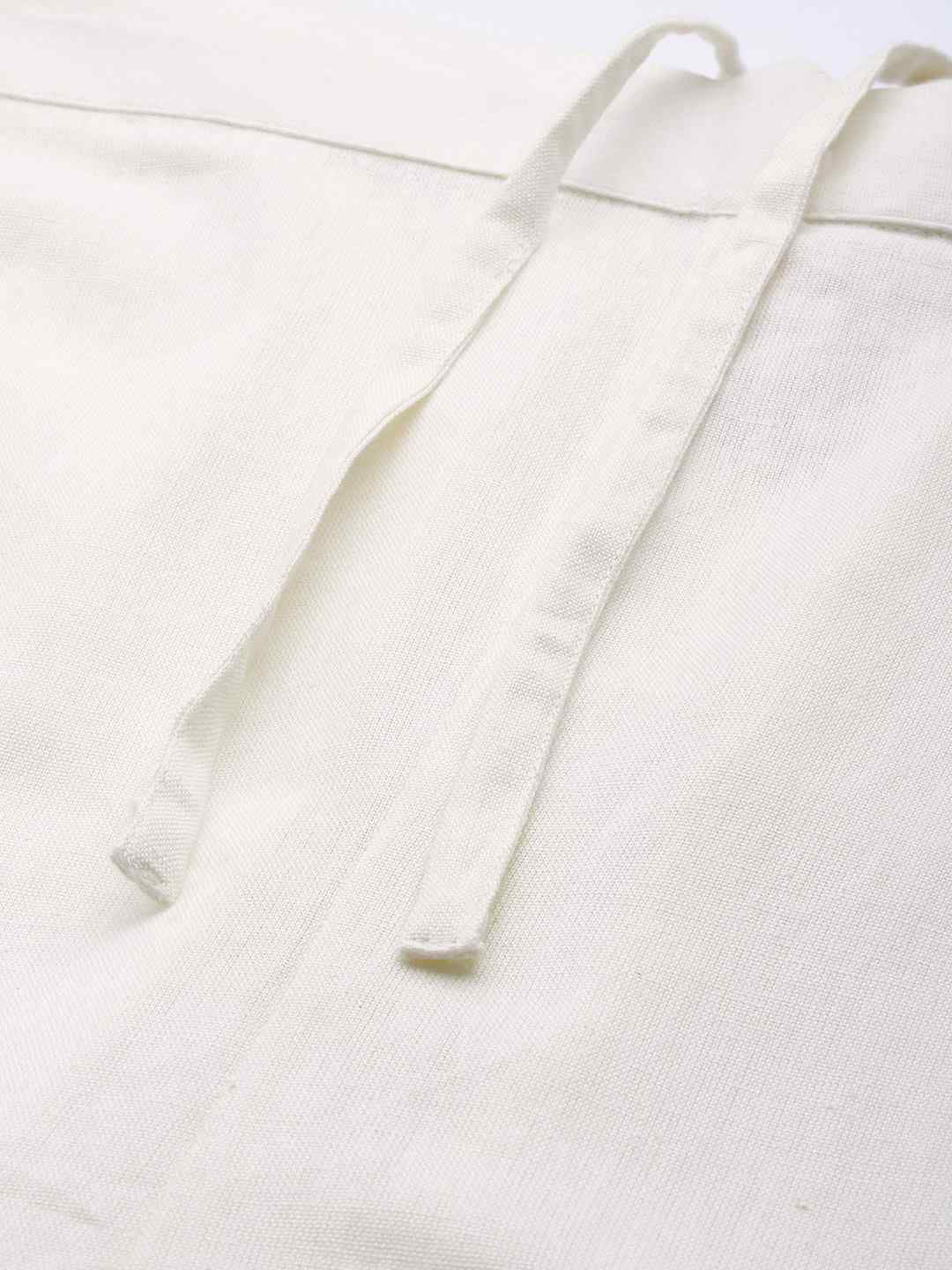 Juniper  Off White Grey Cotton Solid Cigarette Pants 