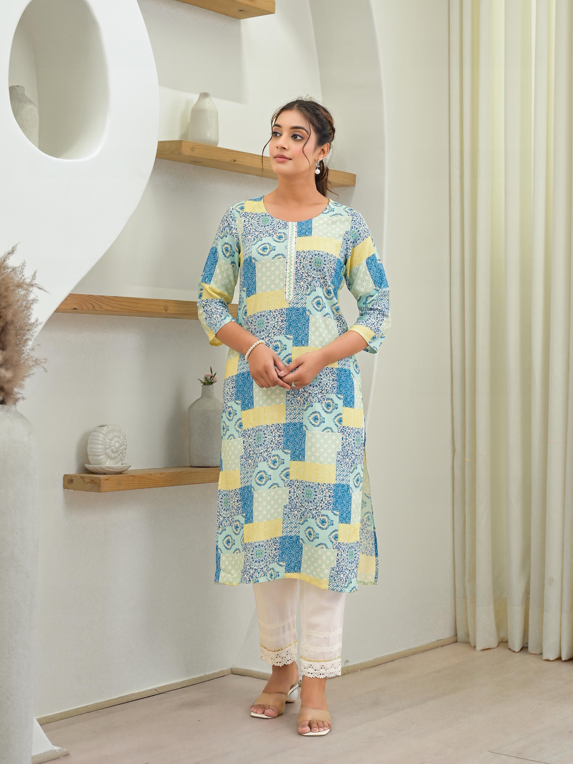 Multi color straight kurta