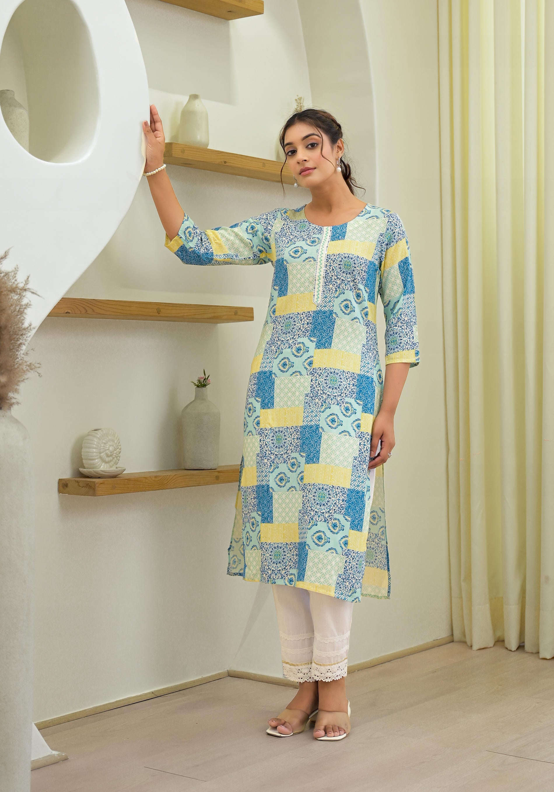 Multi color straight kurta