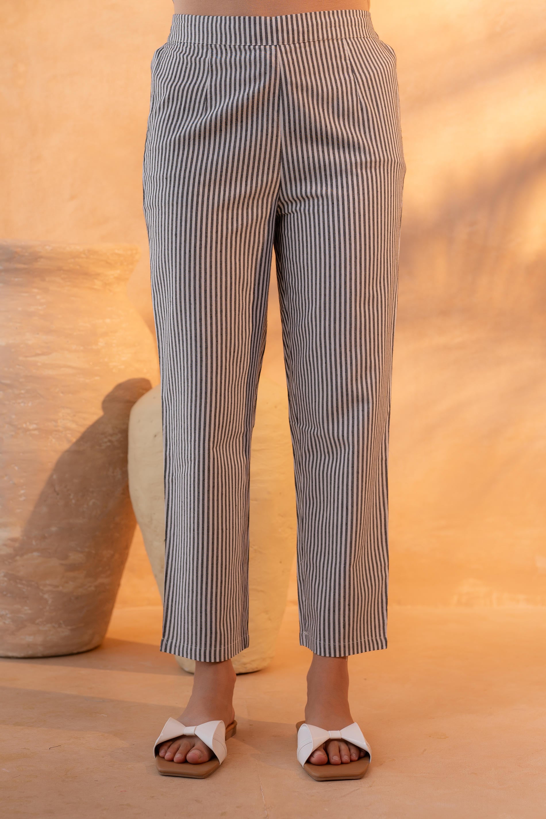 Black & White Divide Embroidered Panel Kurta Set