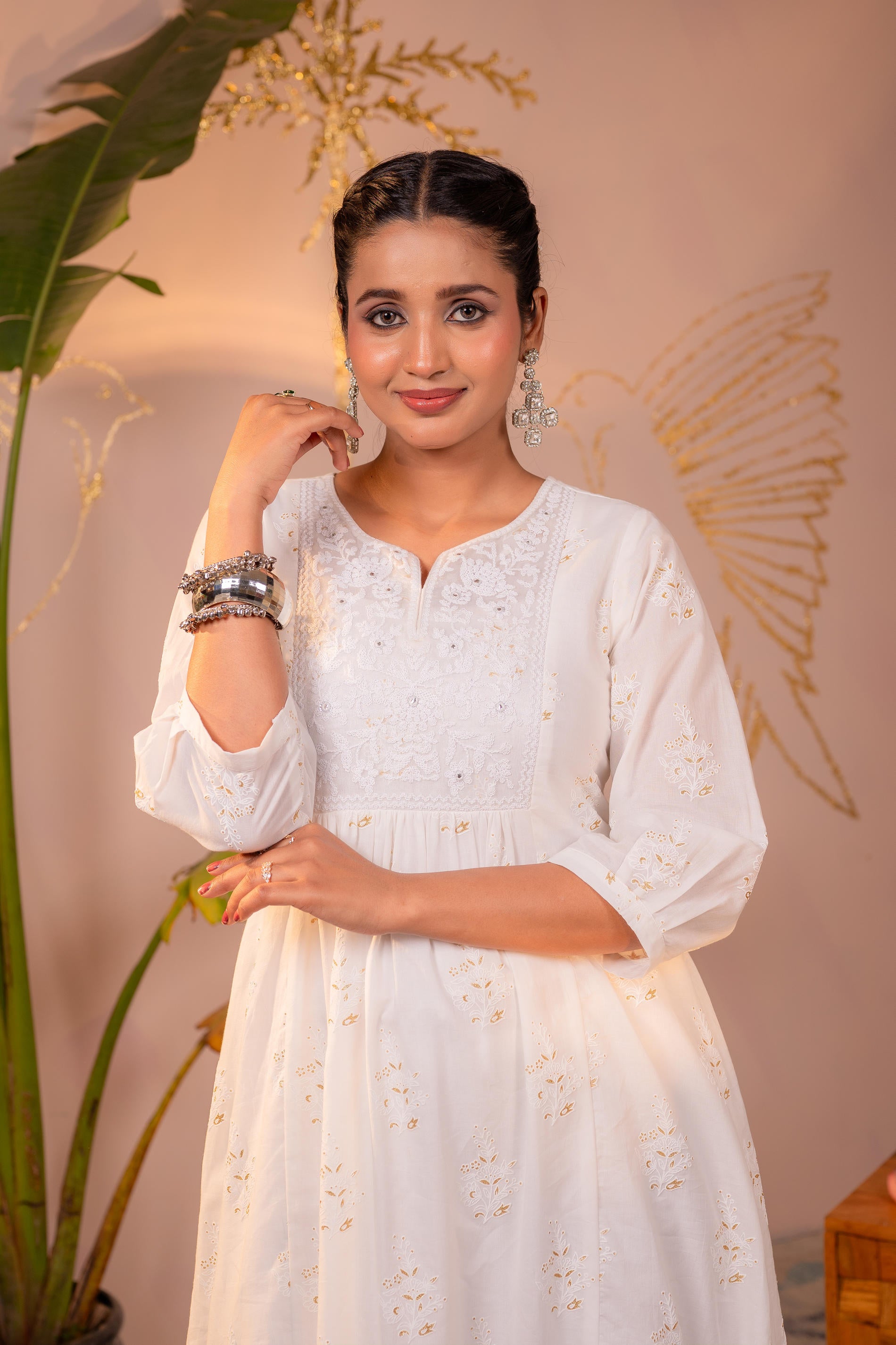 Cotton White  Embroidered Kurta