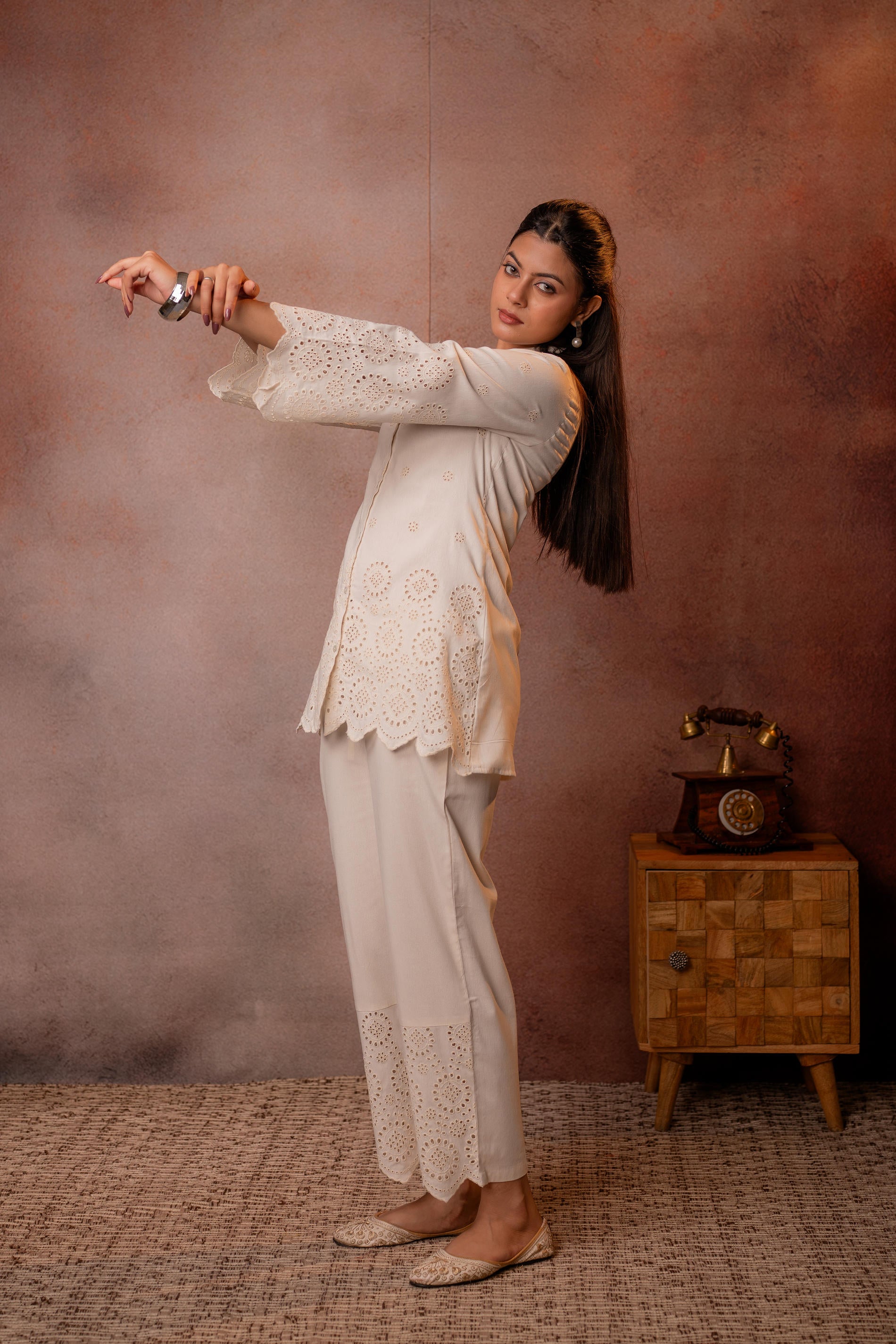 Cotton Whisper Schiffli Co-Ord Set