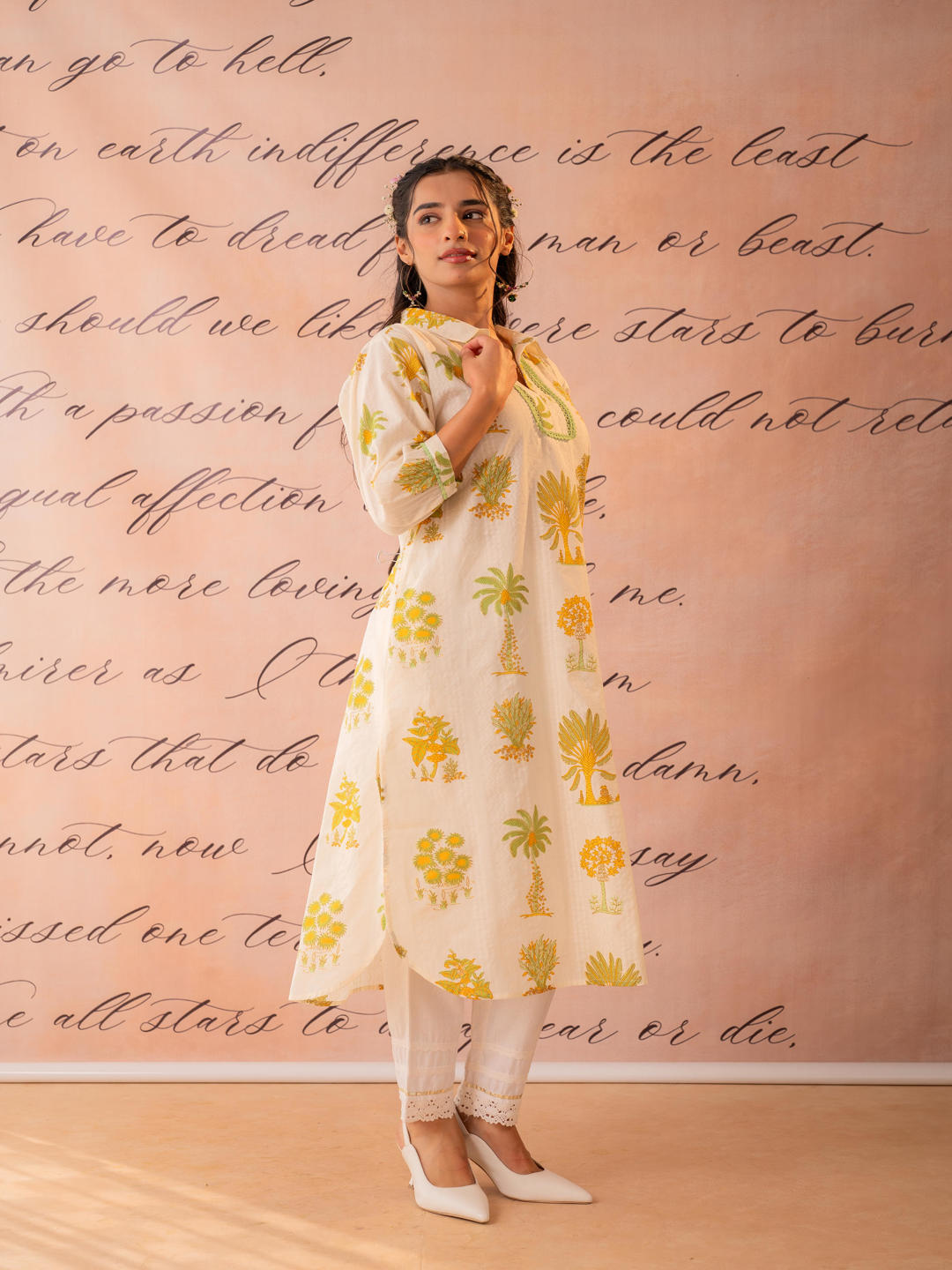 Off-White Palm Motif  Kurta