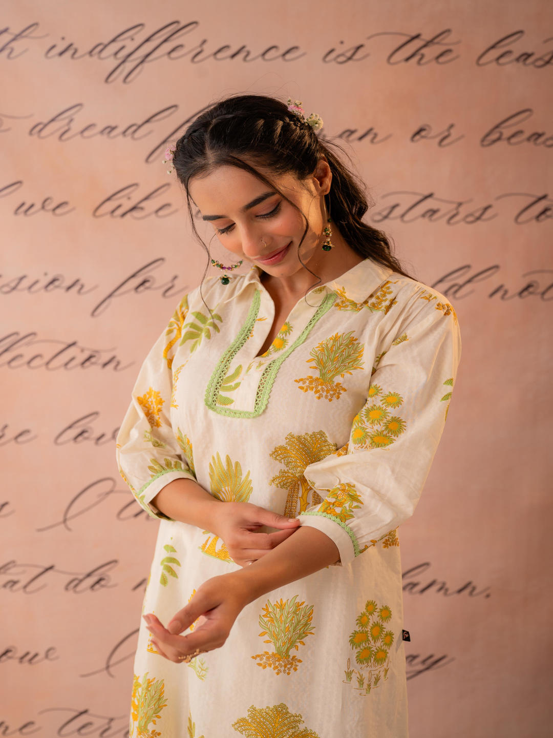 Off-White Palm Motif  Kurta