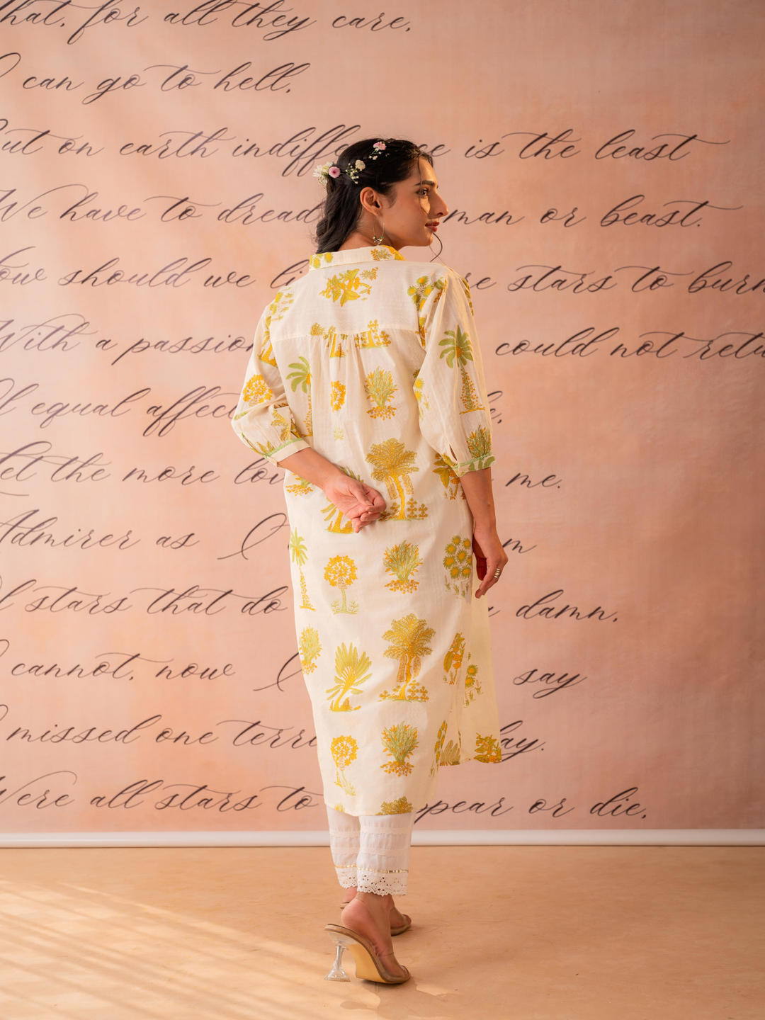 Off-White Palm Motif  Kurta